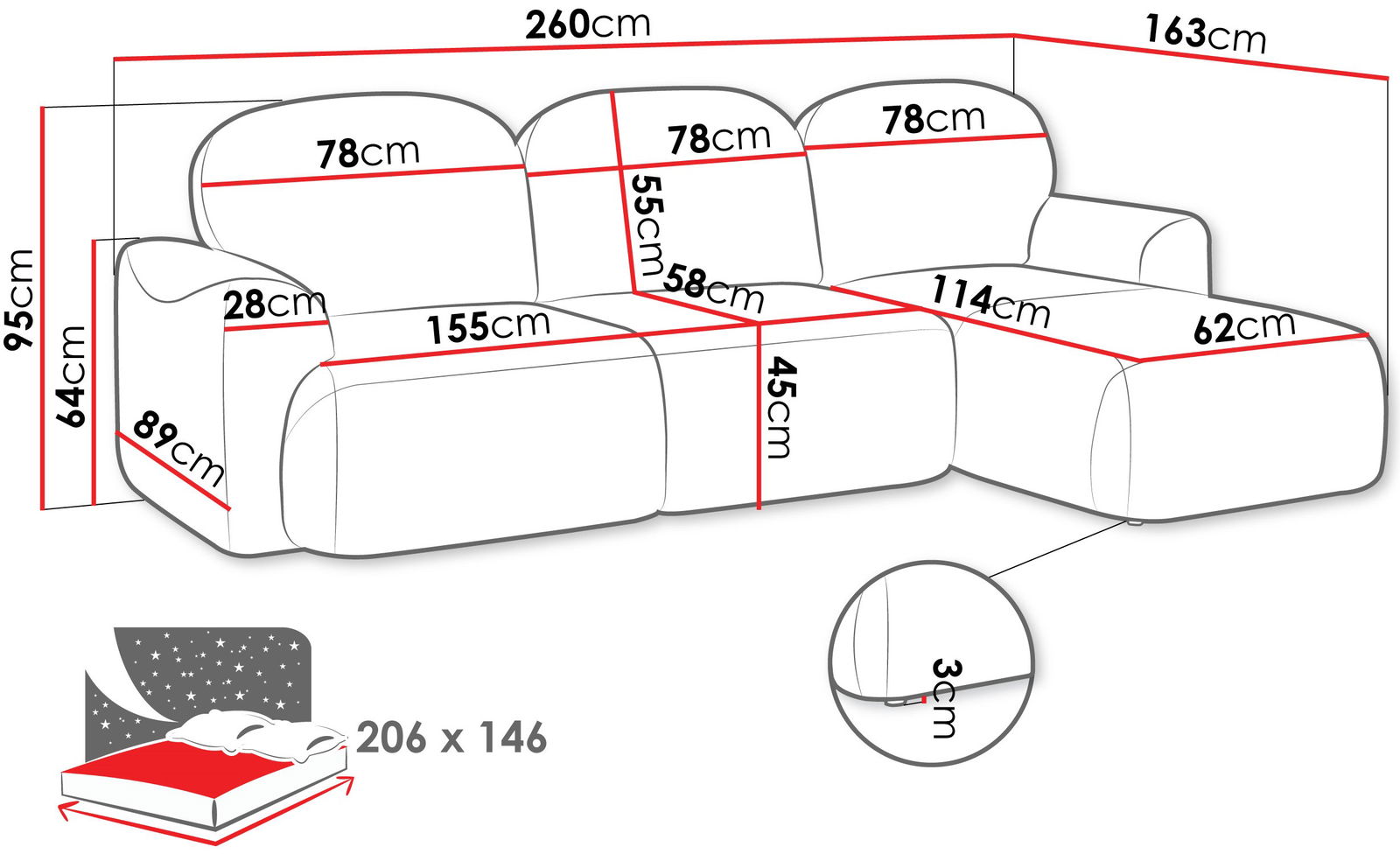 Γωνιακός καναπές Nabu 3