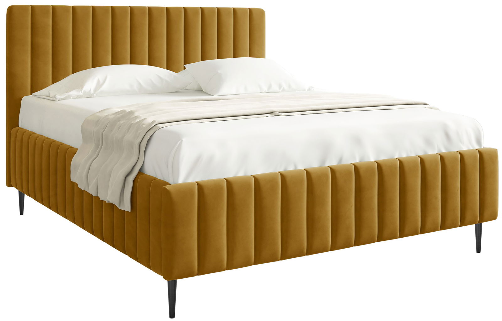 Επενδυμένο κρεβάτι Lewezo-Moustardi-160 x 200 1