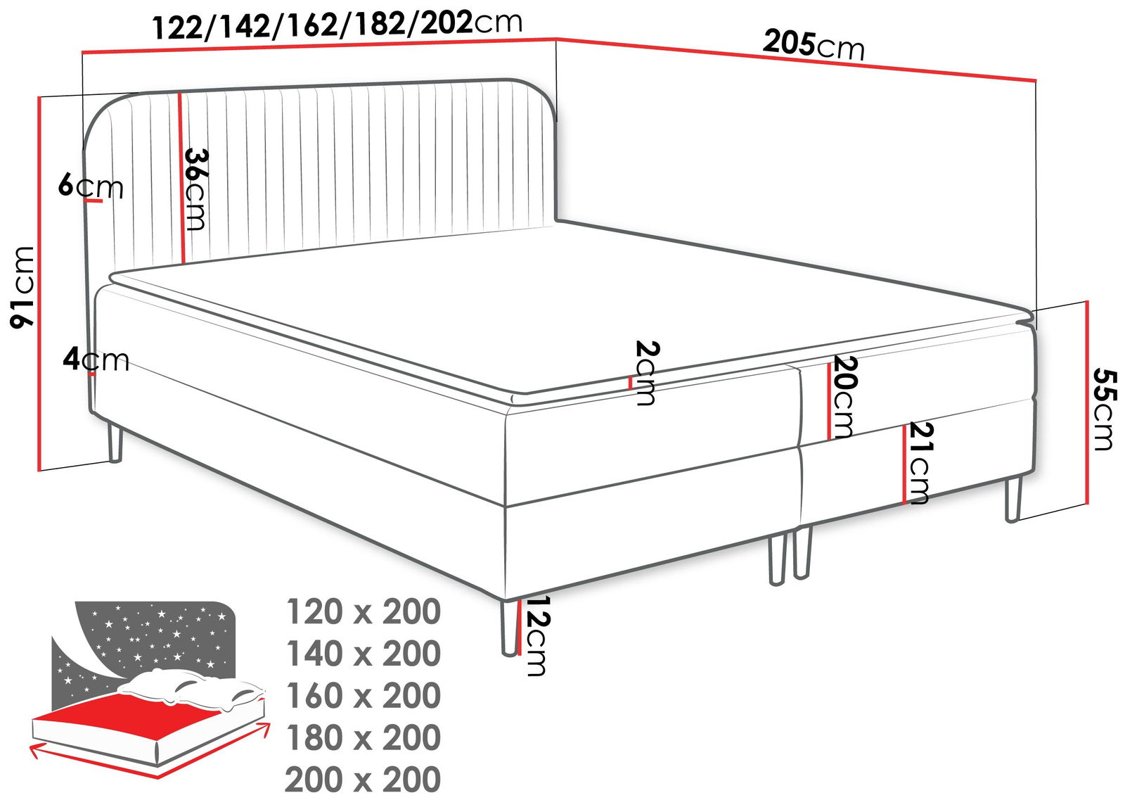 Επενδυμένο κρεβάτι Box Best I 3