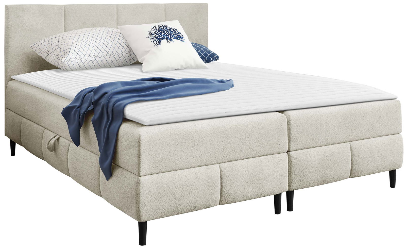 Επενδυμένο κρεβάτι Box Best II-Krem-140 x 200 1