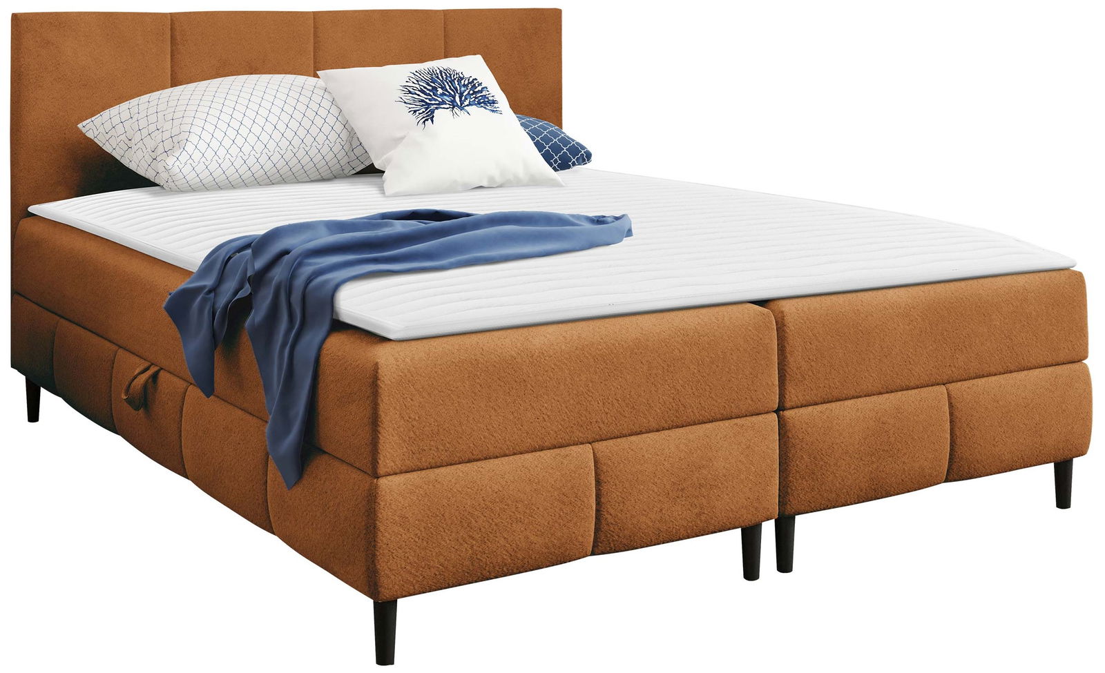 Επενδυμένο κρεβάτι Box Best II-Portokali-140 x 200 1