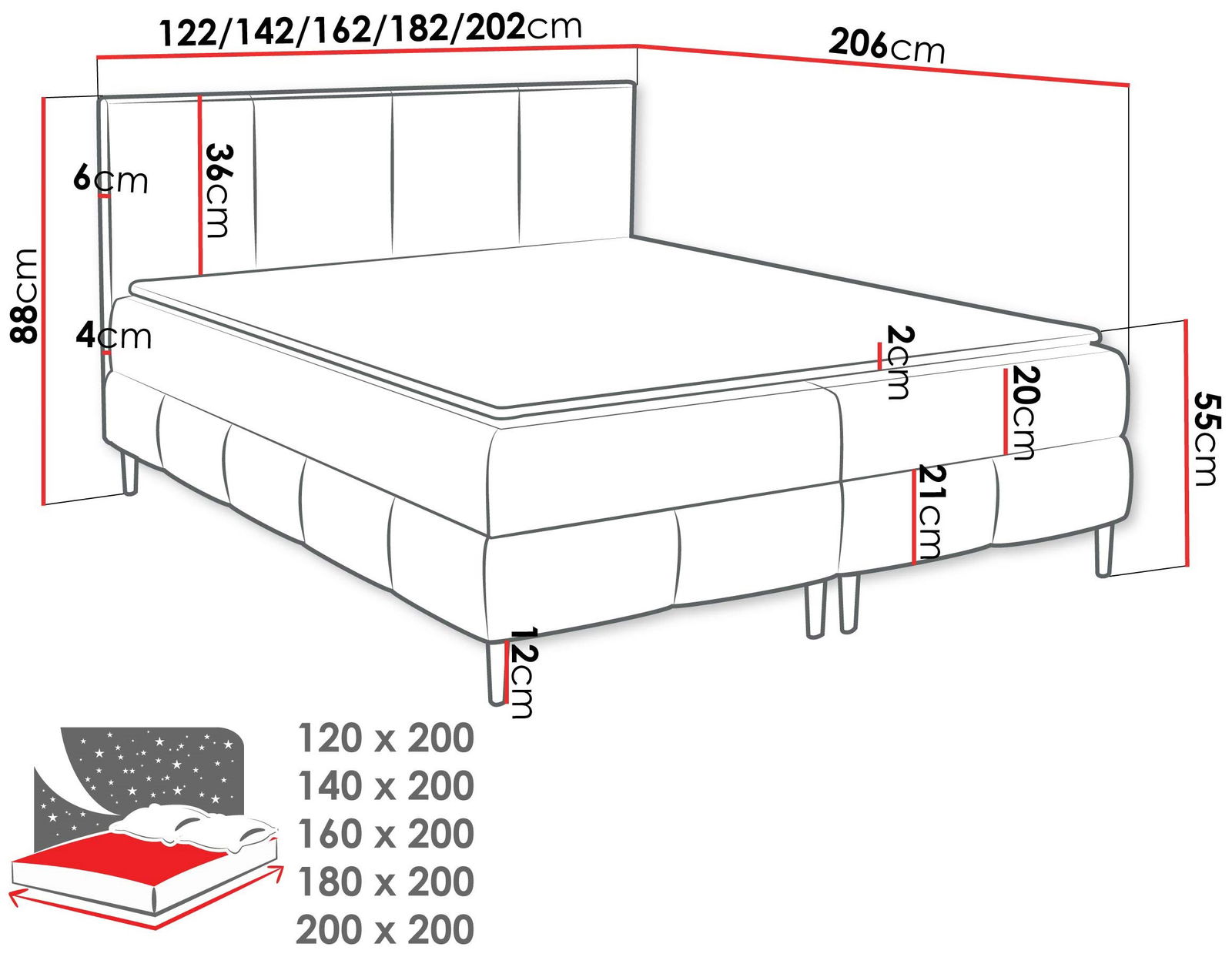 Επενδυμένο κρεβάτι Box Best II 3