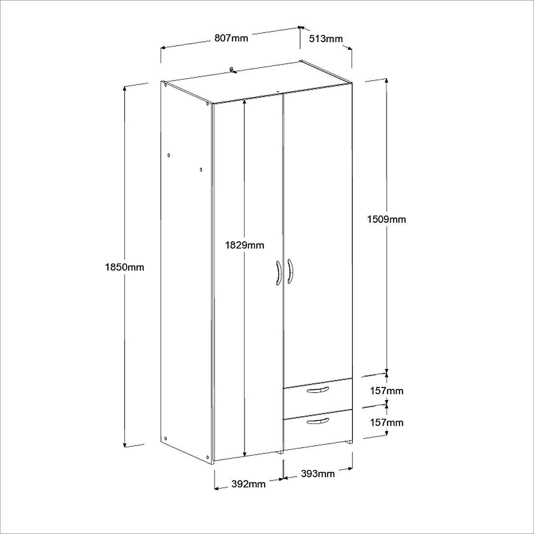 Ντουλάπα Dorm δίφυλλη 3