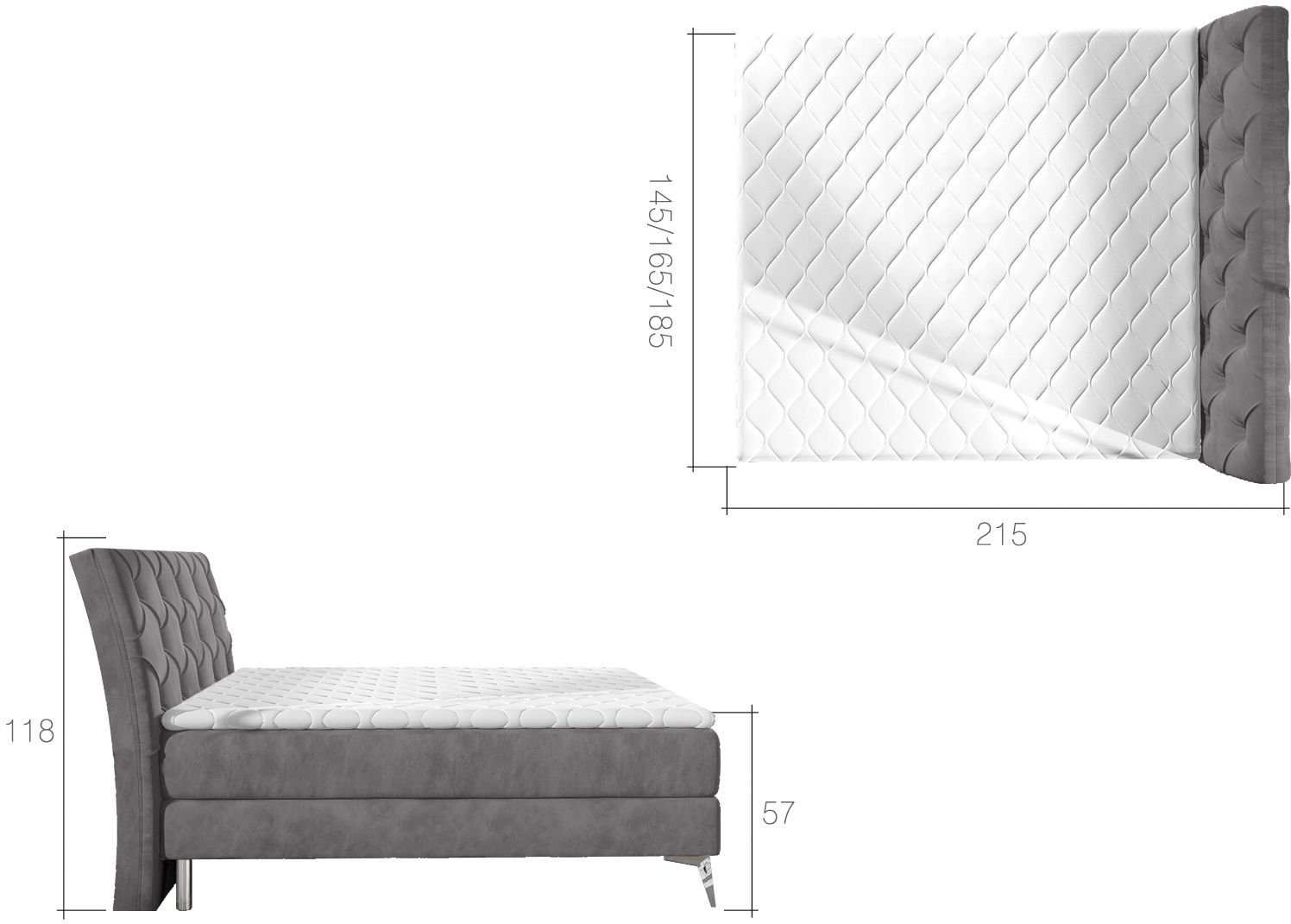 Επενδυμένο κρεβάτι Ethel με στρώμα και ανώστρωμα 3