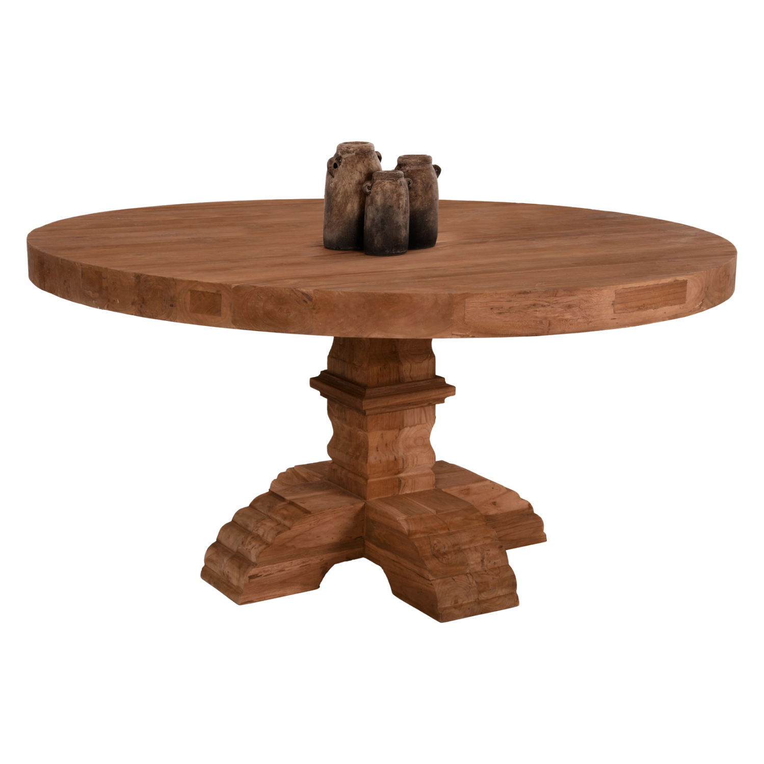 ΤΡΑΠΕΖΙ ΣΤΡΟΓΓΥΛΟ PROVENCE ΑΝΑΚΥΚΛ. ΤΕΑΚ ΞΥΛΟ ΣΚΑΛΙΣΤΟ ΠΟΔΙ-8εκ.ΕΠΙΦΑΝΕΙΑ Φ150x76Υεκ. 1