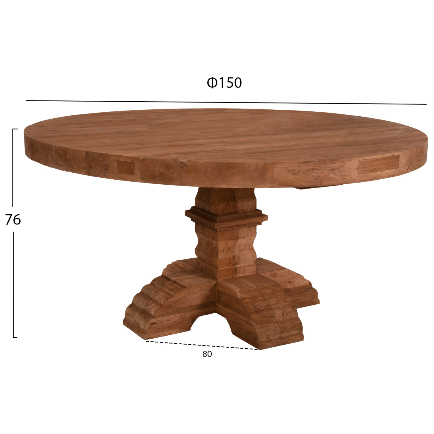 ΤΡΑΠΕΖΙ ΣΤΡΟΓΓΥΛΟ PROVENCE ΑΝΑΚΥΚΛ. ΤΕΑΚ ΞΥΛΟ ΣΚΑΛΙΣΤΟ ΠΟΔΙ-8εκ.ΕΠΙΦΑΝΕΙΑ Φ150x76Υεκ. 2