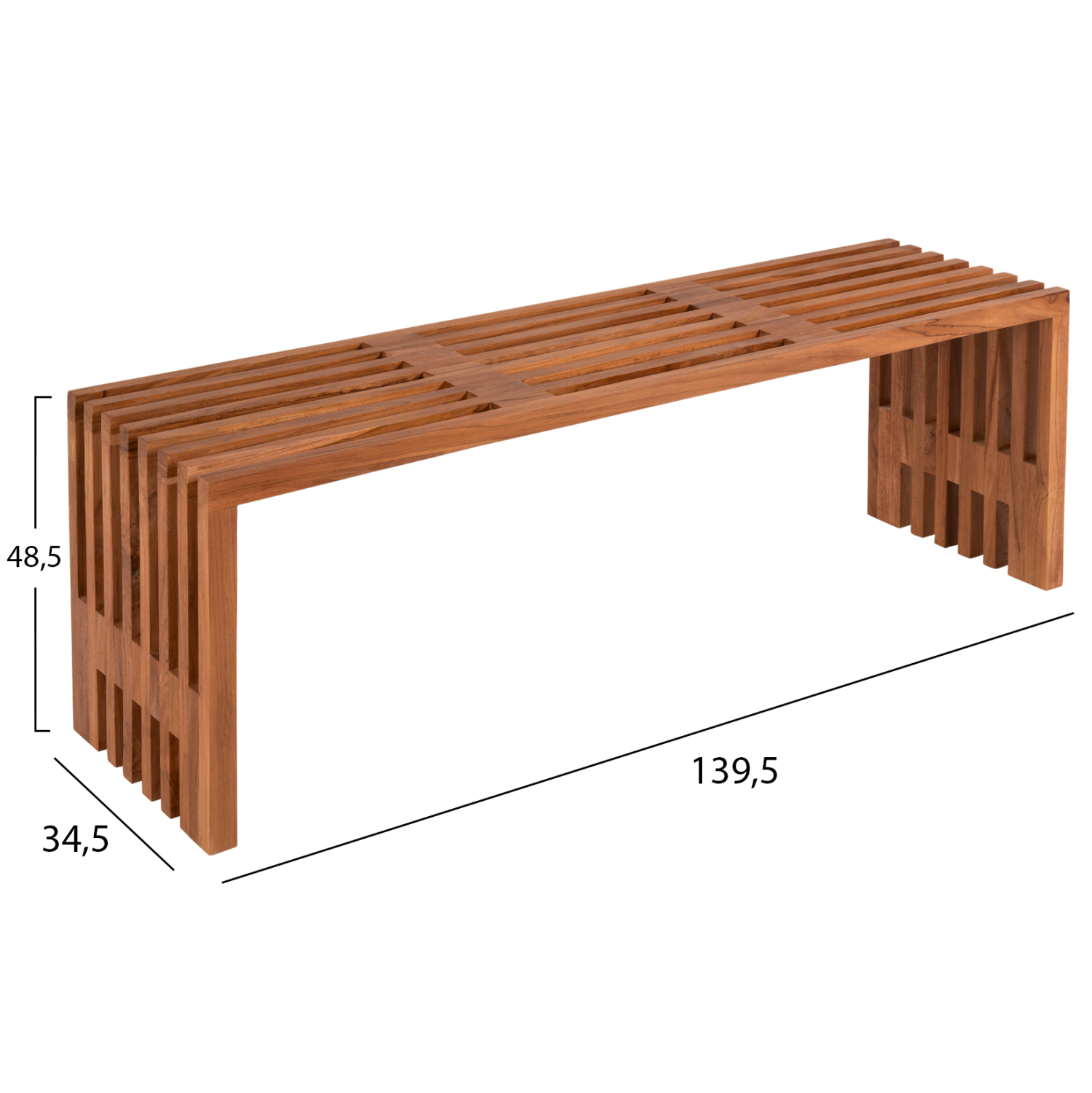 ΠΑΓΚΑΚΙ NYA ΜΑΣΙΦ ΞΥΛΟ TEAK ΣΕ ΦΥΣΙΚΟ 139,5x34,5x48,5Υεκ. 2