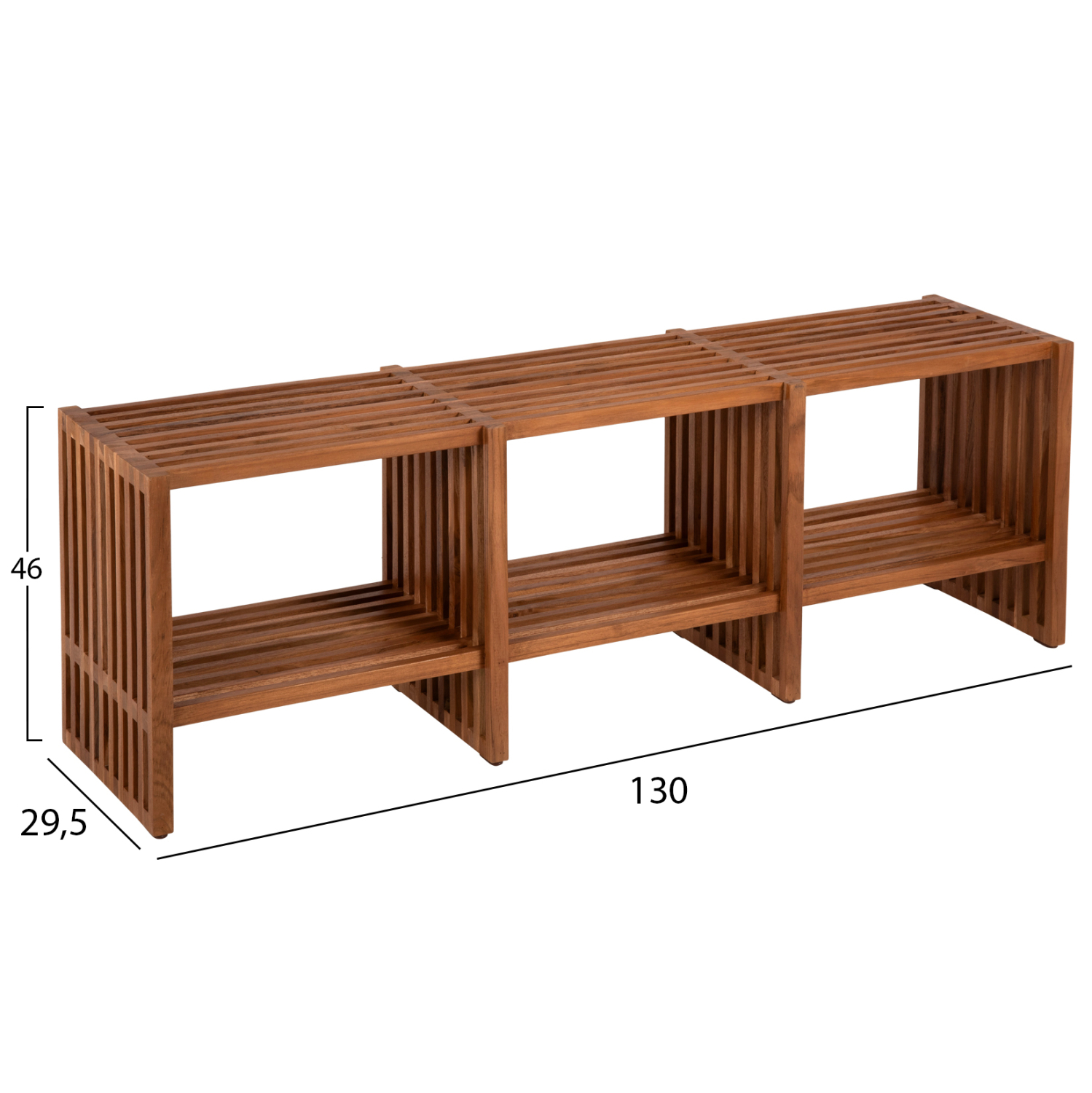 ΚΟΝΣΟΛΑ TV NYA ΜΑΣΙΦ ΞΥΛΟ TEAK ΣΕ ΦΥΣΙΚΟ ΧΡΩΜΑ 130x29,5x46Υ εκ. 2