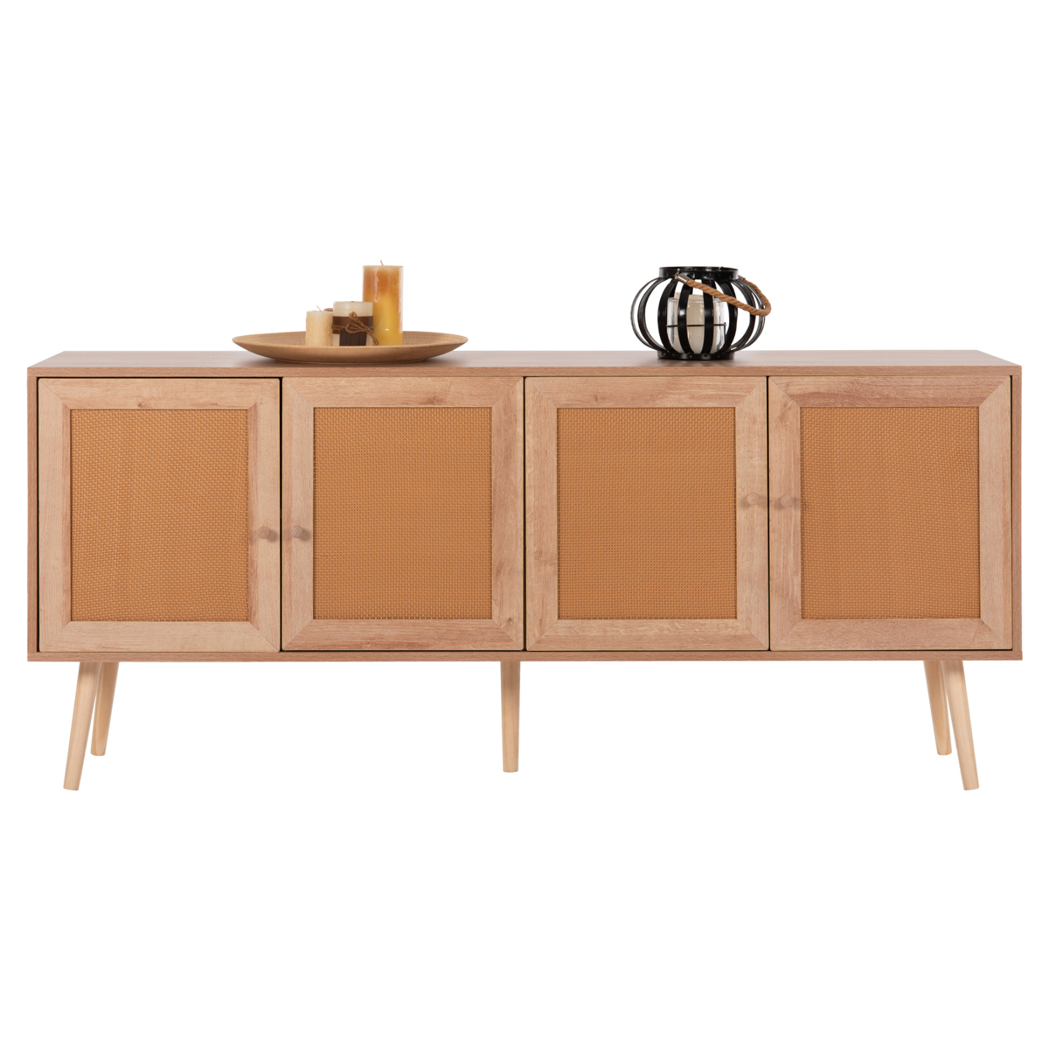 ΜΠΟΥΦΕΣ COLM ΜΕΛΑΜΙΝΗΣ & ΣΥΝΘΕΤΙΚΟ RATTAN ΣΤΙΣ 4 ΠΟΡΤΕΣ 160x39,5x71Yεκ. 4