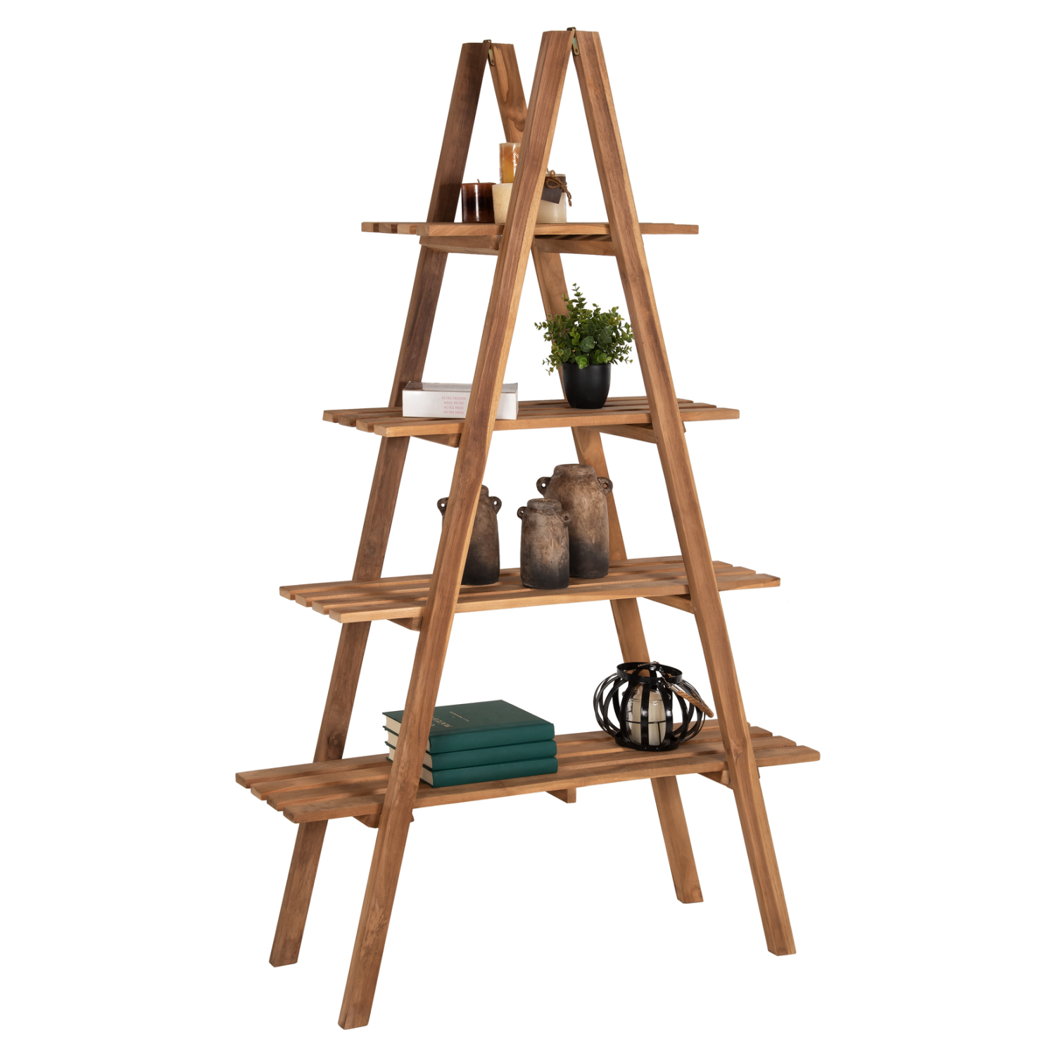 ΒΙΒΛΙΟΘΗΚΗ STAM TEAK ΞΥΛΟ ΣΕ ΦΥΣΙΚΟ ΧΡΩΜΑ 120x33x180Y εκ. 1