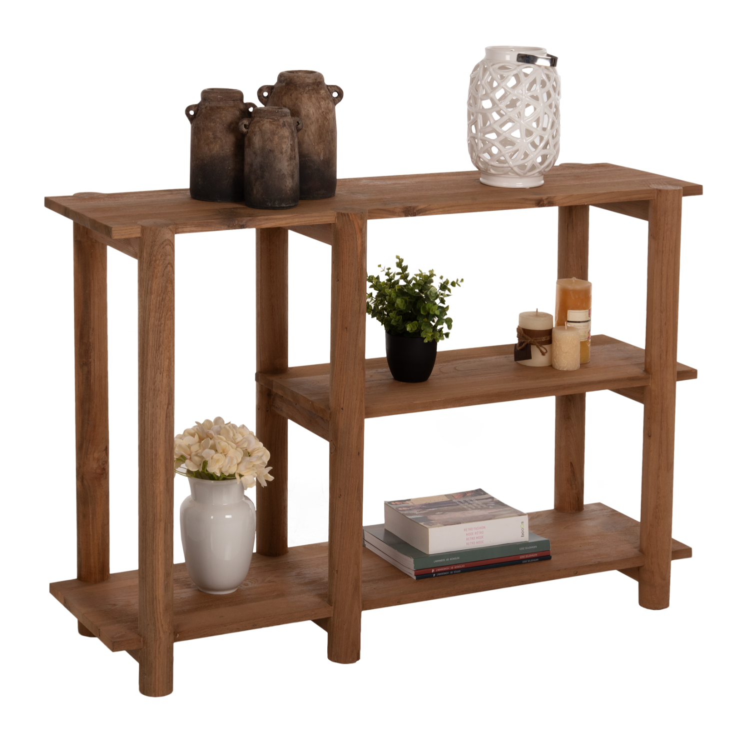 ΚΟΝΣΟΛΑ KUTAI ΑΝΑΚΥΚΛΩΜΕΝΟ ΞΥΛΟ ΤΕΑΚ ΣΕ ΦΥΣΙΚΟ RUSTIC 120x35x80Yεκ. 1