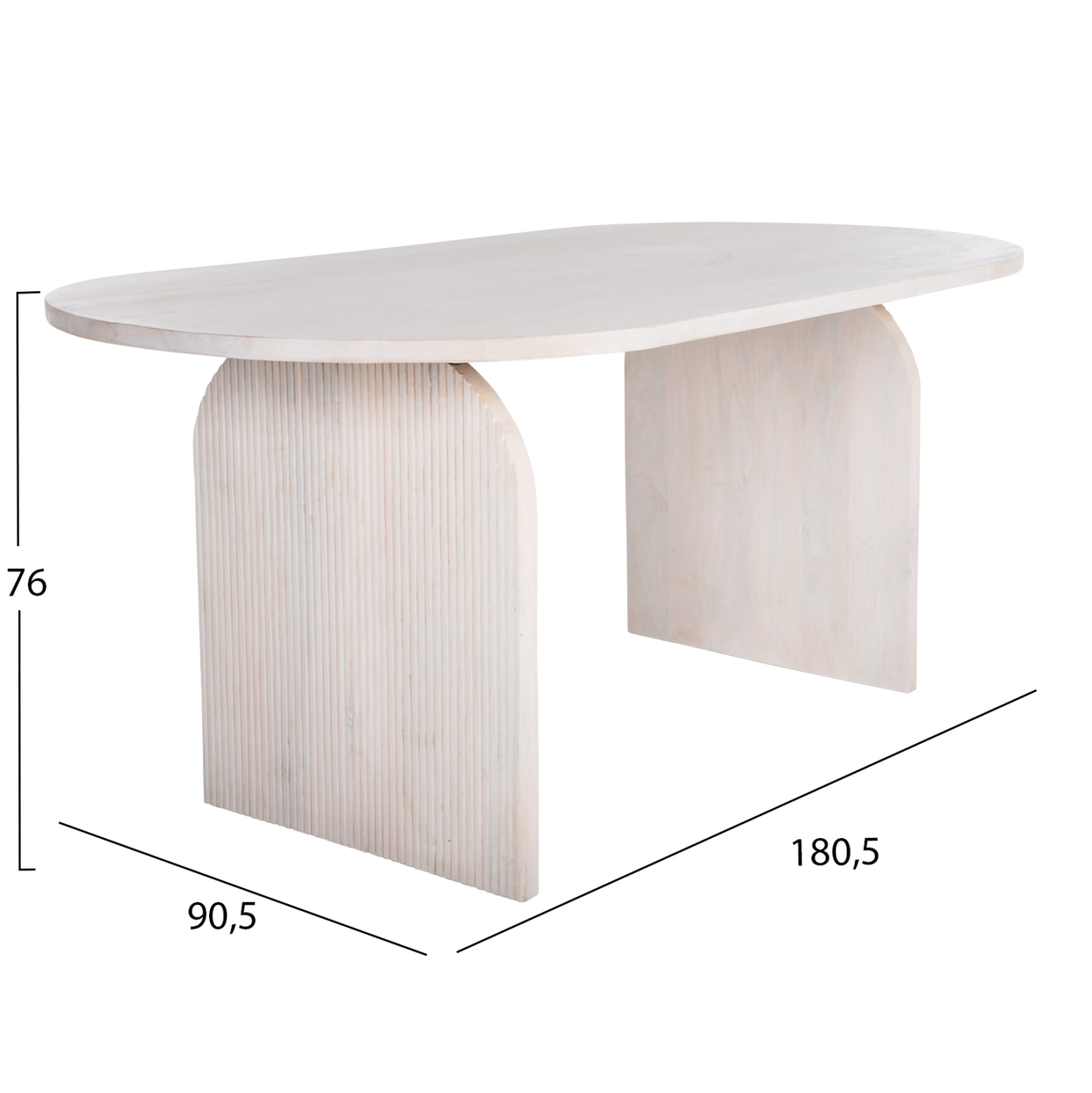 ΤΡΑΠΕΖΙ ΤΡΑΠΕΖΑΡΙΑΣ ΟΒΑΛ ΗΟΝΚΥ ΜΑΣΙΦ ΞΥΛΟ MANGO ΣΕ ΛΕΥΚΟ 180,5x90,5x76Υεκ. 2