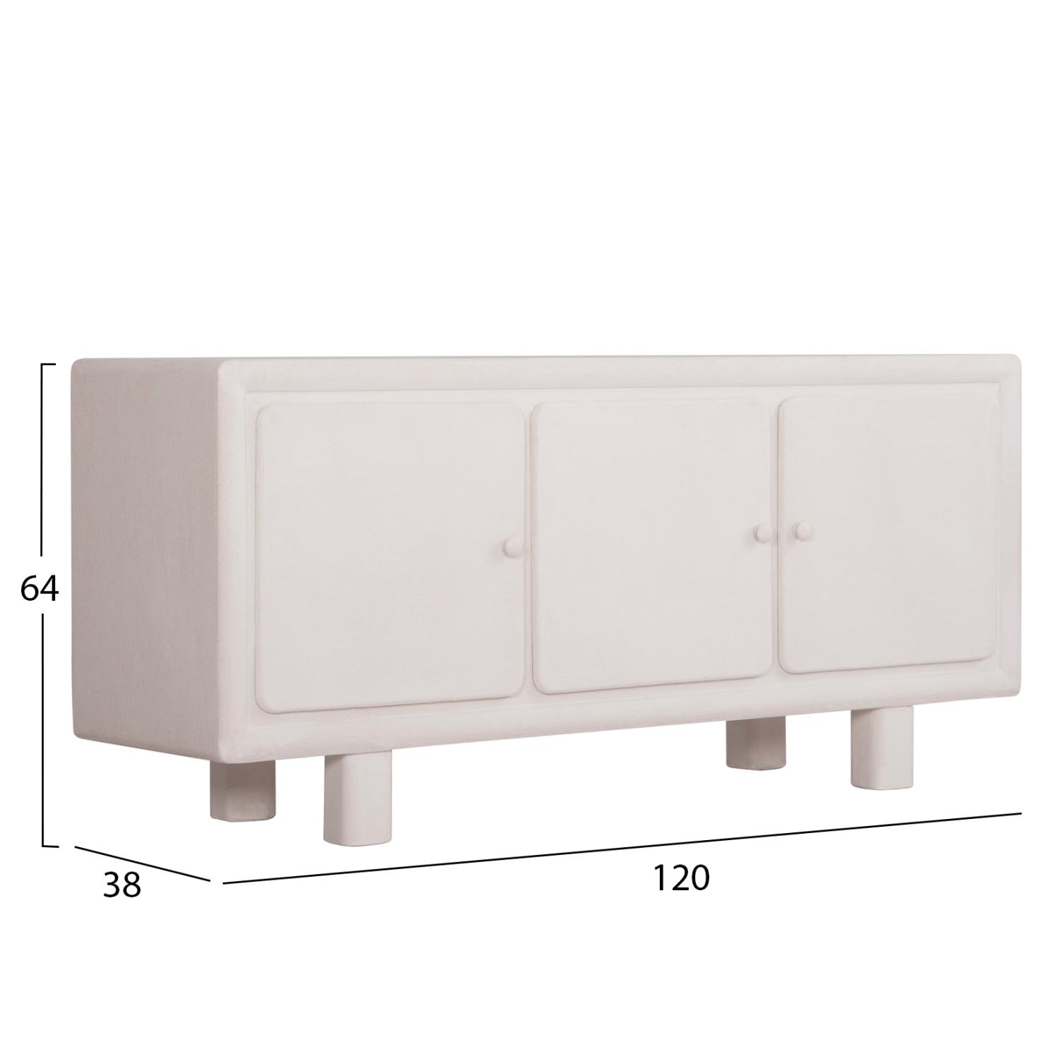 ΜΠΟΥΦΕΣ ΣΕΙΡΑ SANTORINI MDF ΣΕ ΥΠΟΛΕΥΚΟ ΧΡΩΜΑ-3 ΠΟΡΤΕΣ 140x38x64Υεκ. 2