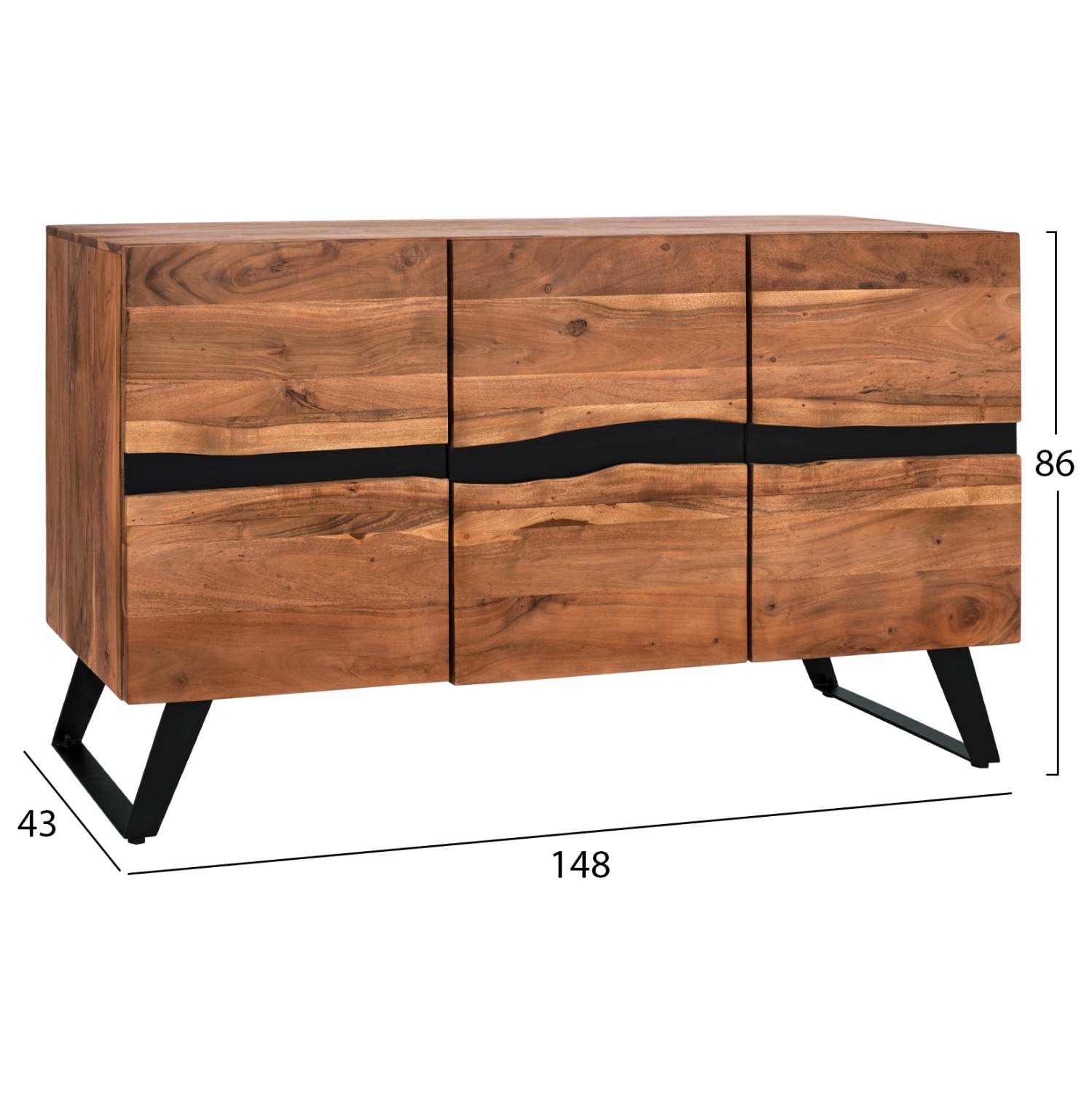 ΜΠΟΥΦΕΣ ALICIA ΑΠΟ ΜΑΣΙΦ ΞΥΛΟ ΑΚΑΚΙΑΣ ΦΥΣΙΚΟ 148x43x86Υ εκ. 2