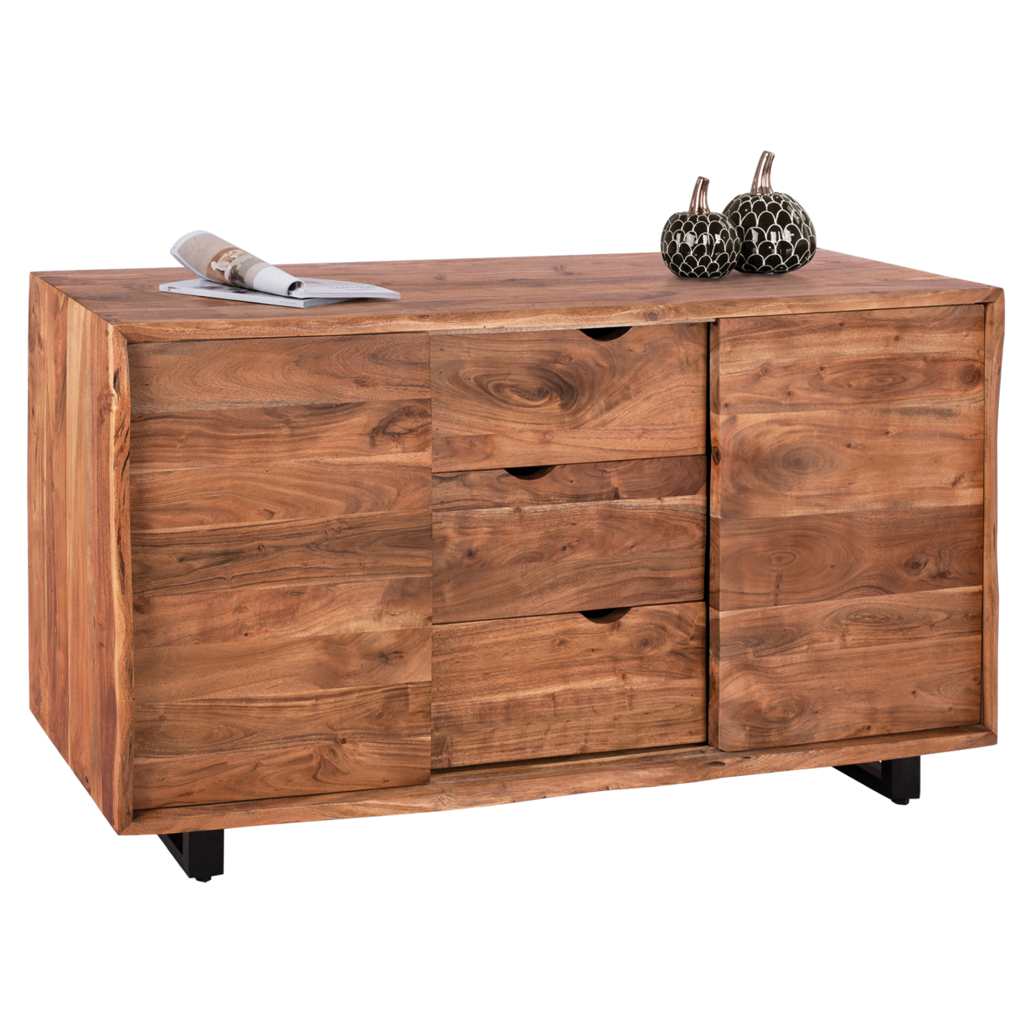 ΜΠΟΥΦΕΣ NICOLE ΑΠΟ ΜΑΣΙΦ ΞΥΛΟ ΑΚΑΚΙΑΣ ΦΥΣΙΚΟ 160X45X92Υ εκ. 1