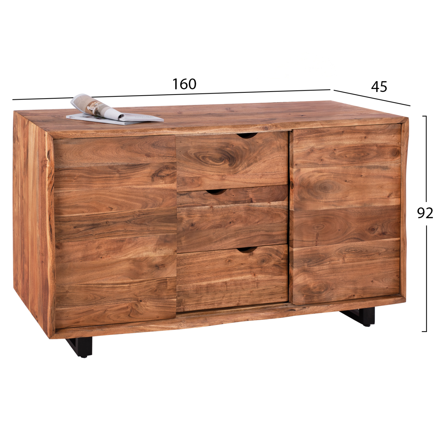 ΜΠΟΥΦΕΣ NICOLE ΑΠΟ ΜΑΣΙΦ ΞΥΛΟ ΑΚΑΚΙΑΣ ΦΥΣΙΚΟ 160X45X92Υ εκ. 2