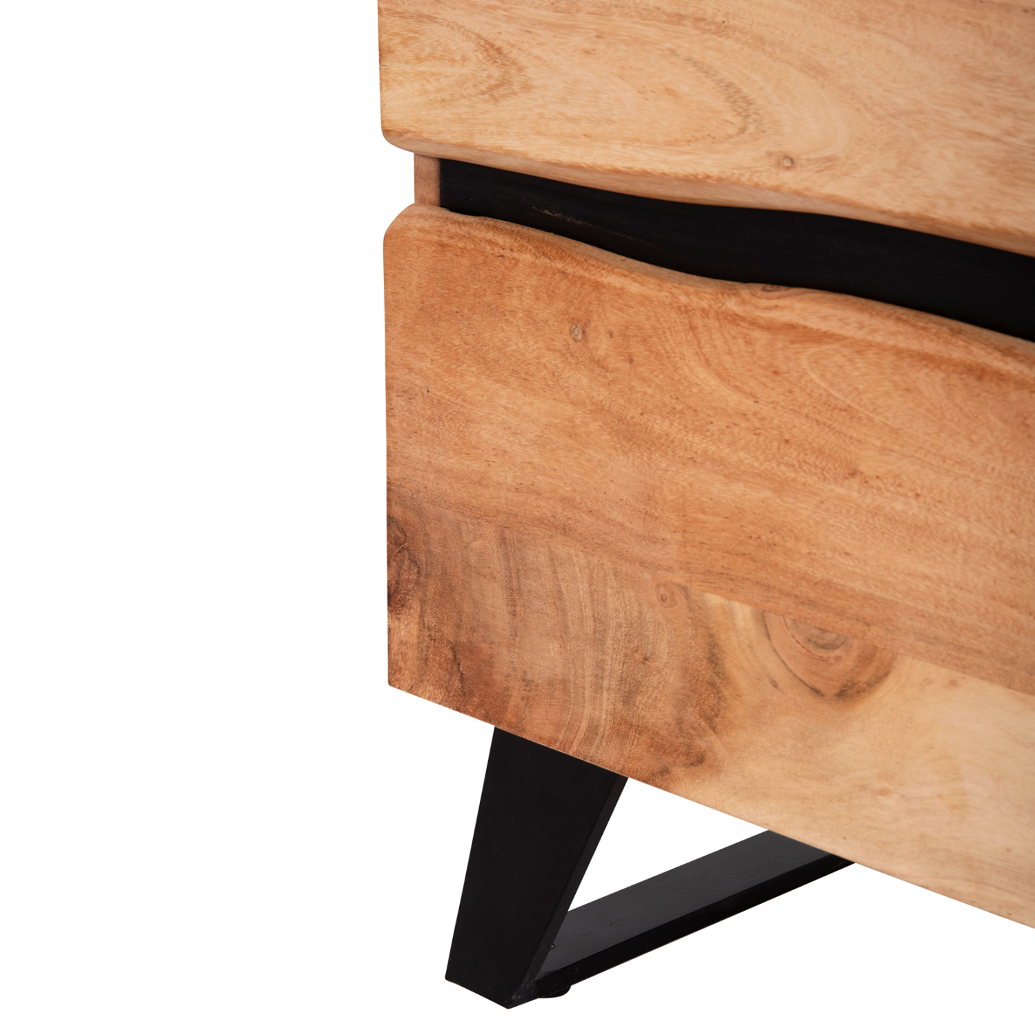 ΚΟΜΟΔΙΝΟ ALICIA ΜΕ 2 ΣΥΡΤΑΡΙΑ ΜΑΣΙΦ ΞΥΛΟ ΑΚΑΚΙΑΣ-ΜΕΤΑΛΛΟ 45x35x56Yεκ. 10