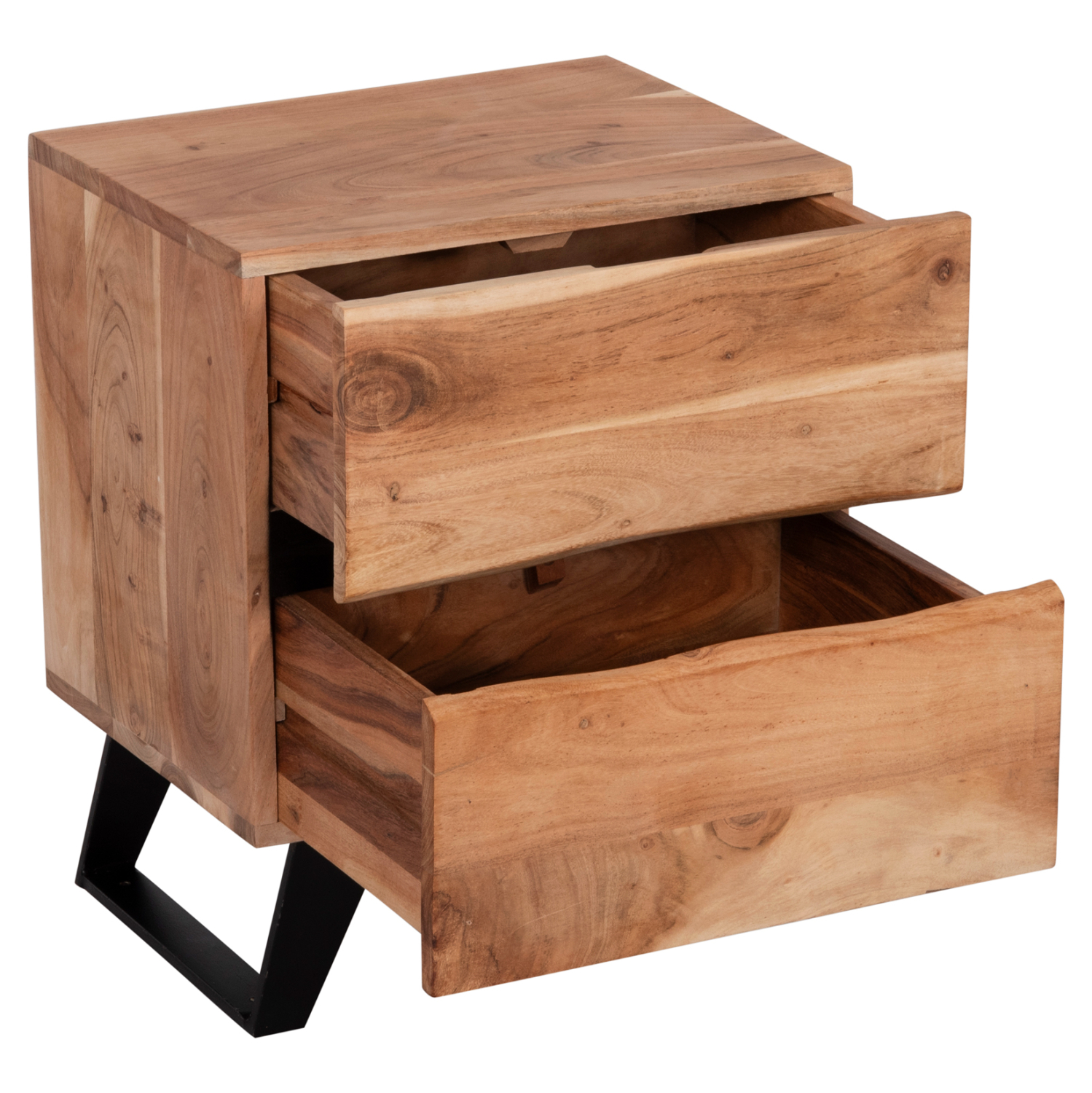 ΚΟΜΟΔΙΝΟ ALICIA ΜΕ 2 ΣΥΡΤΑΡΙΑ ΜΑΣΙΦ ΞΥΛΟ ΑΚΑΚΙΑΣ-ΜΕΤΑΛΛΟ 45x35x56Yεκ. 7