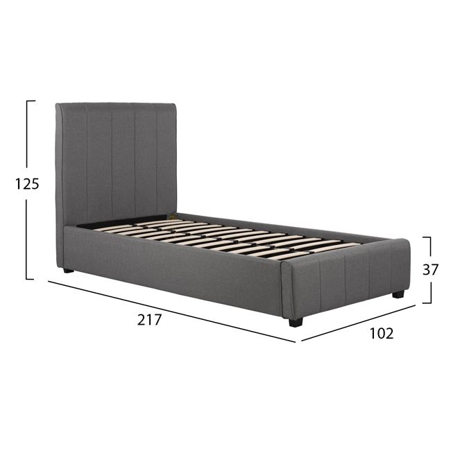 ΚΡΕΒΑΤΙ MONDY 90x200 εκ. ΜΕ ΥΦΑΣΜΑ DARK GREY 2
