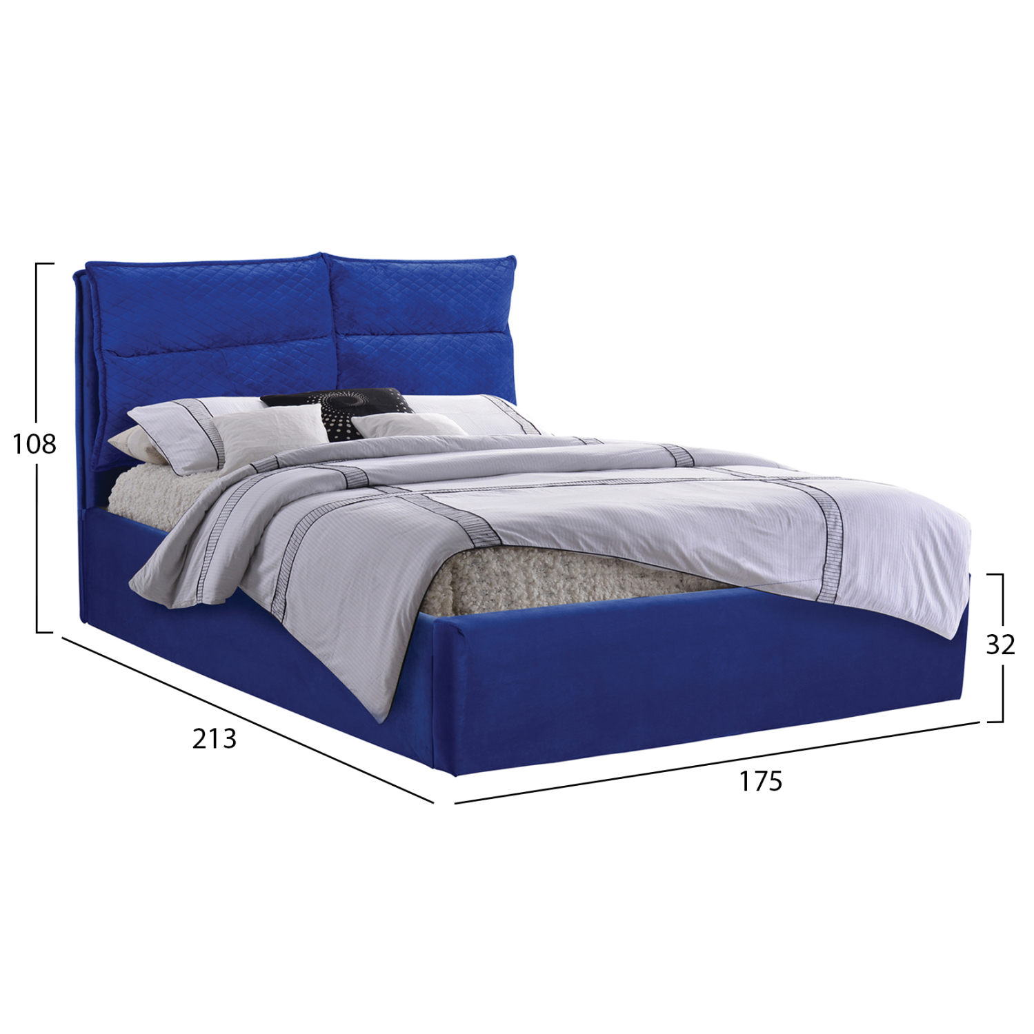 ΚΡΕΒΑΤΙ ROYALTY ΑΠΟ ΒΕΛΟΥΔΟ ΜΠΛΕ ΥΠΕΡΔΙΠΛΟ 160x200 εκ. 2