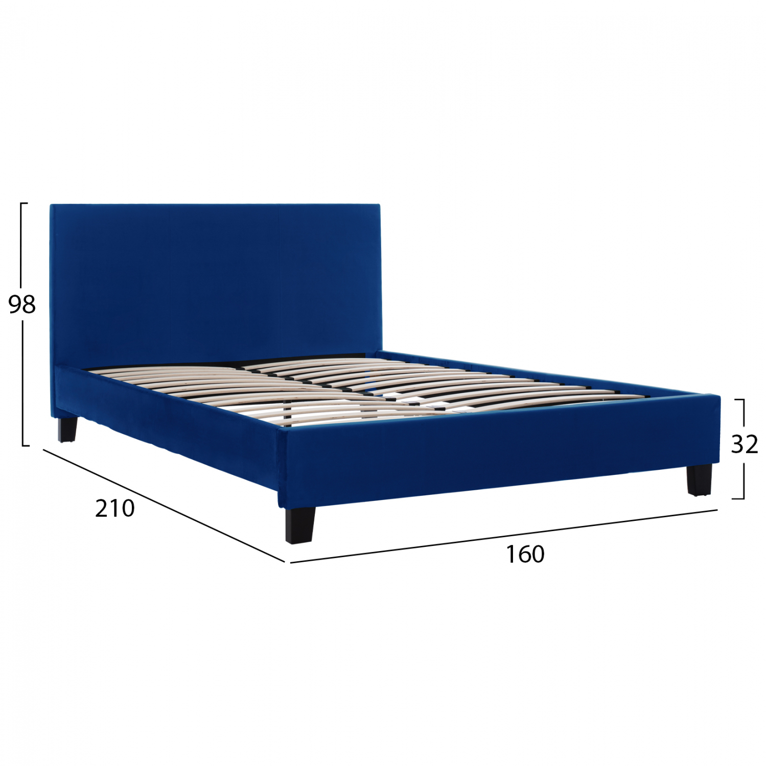 ΚΡΕΒΑΤΙ BECCA ΑΠΟ ΒΕΛΟΥΔΟ ΜΠΛΕ ΓΙΑ ΣΤΡΩΜΑ 150x200 εκ. 3