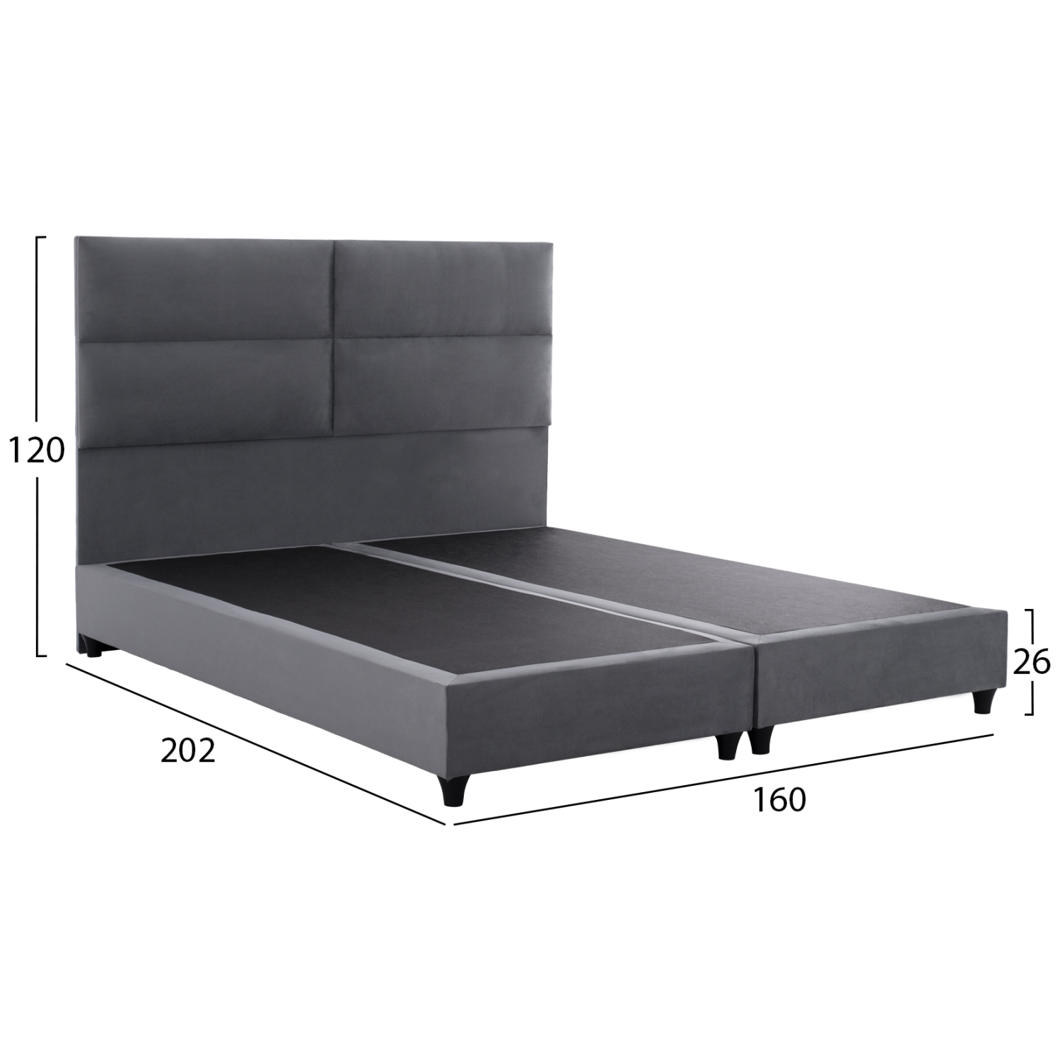 ΚΡΕΒΑΤΙ MILO ΑΠΟ ΓΚΡΙ ΒΕΛΟΥΔΟ ΓΙΑ ΣΤΡΩΜΑ 160x200 EK. 3