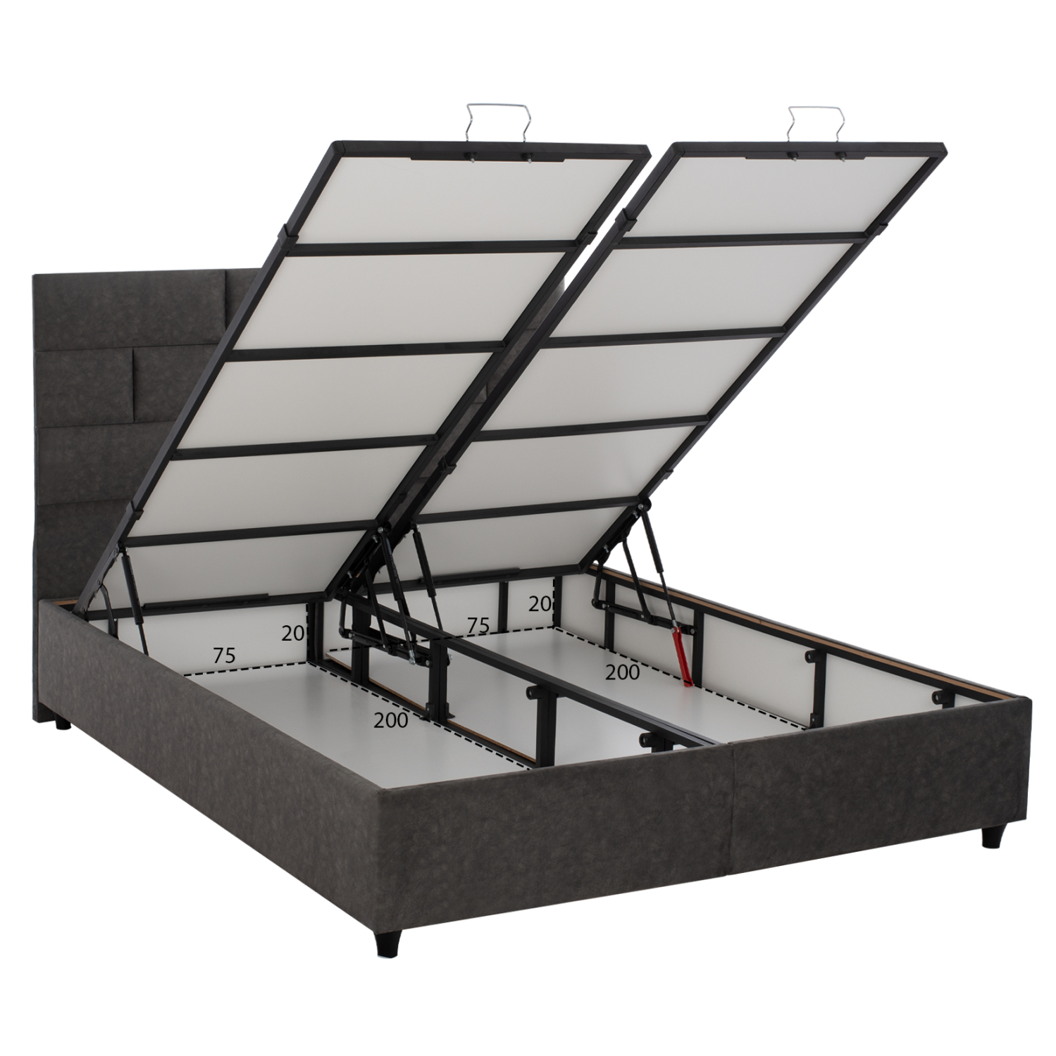 ΚΡΕΒΑΤΙ SOLEDAD, ΜΕ ΑΠΟΘΗΚΕΥΤΙΚΟ,ΓΚΡΙ ΥΦΑΣΜΑ, 160x200 εκ. 4