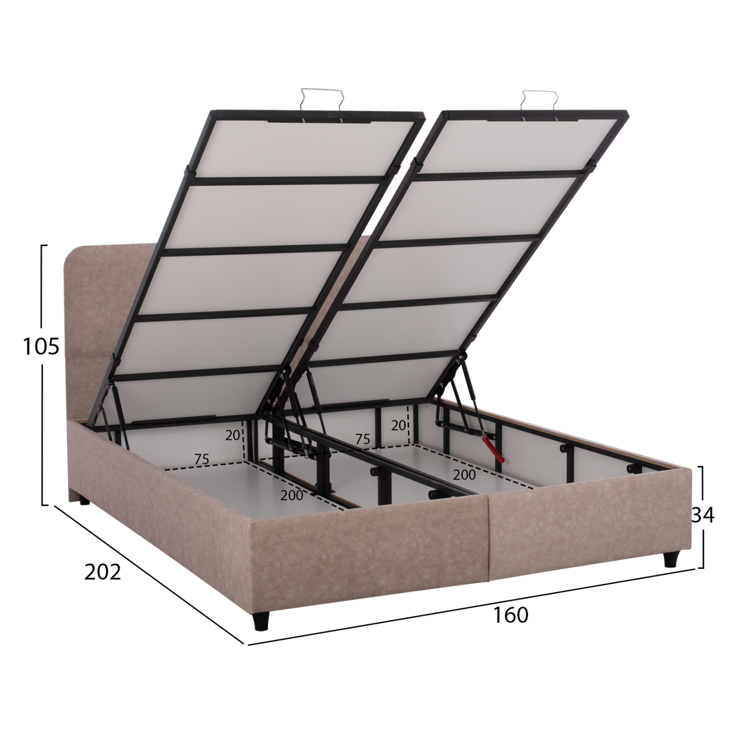 ΚΡΕΒΑΤΙ DOLORES ΜΕ ΑΠΟΘΗΚΕΥΤΙΚΟ ΜΠΕΖ ΥΦΑΣΜΑ ΓΙΑ ΣΤΡΩΜΑ 160x200 εκ. 2