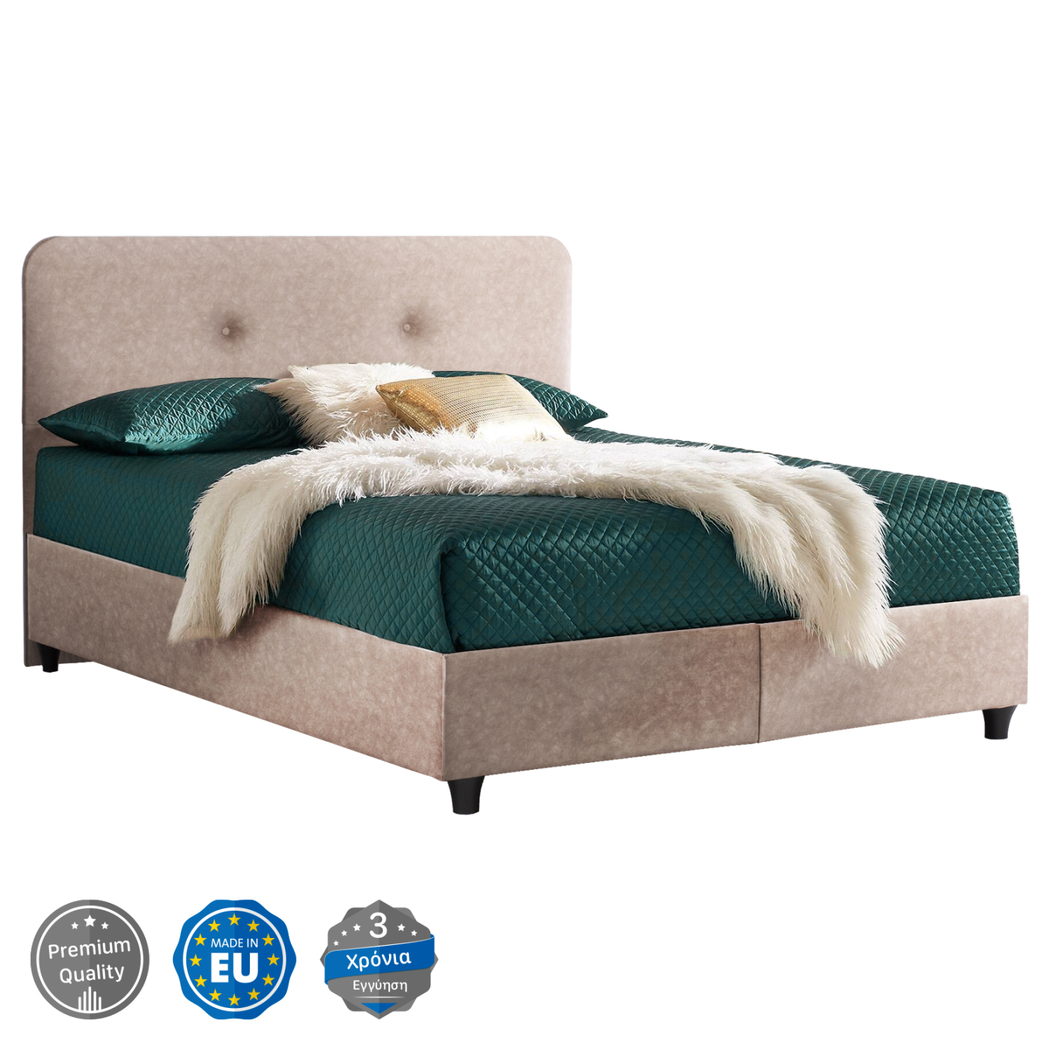 ΚΡΕΒΑΤΙ DOLORES ΜΠΕΖ ΥΦΑΣΜΑ τ.NUBUCK, 150x200 εκ. 1