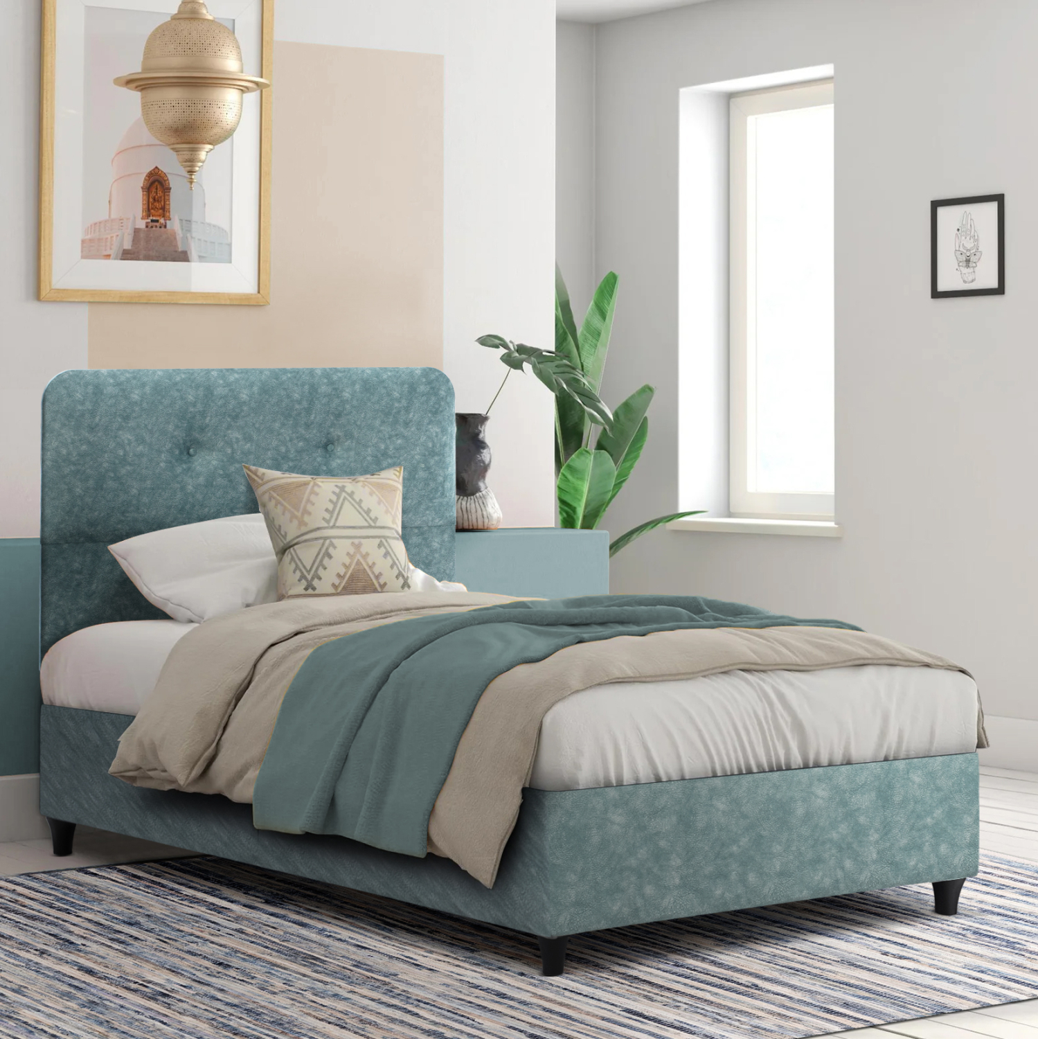 ΚΡΕΒΑΤΙ DOLORES LIGHT GREEN ΓΙΑ ΣΤΡΩΜΑ 120x200 εκ. 2