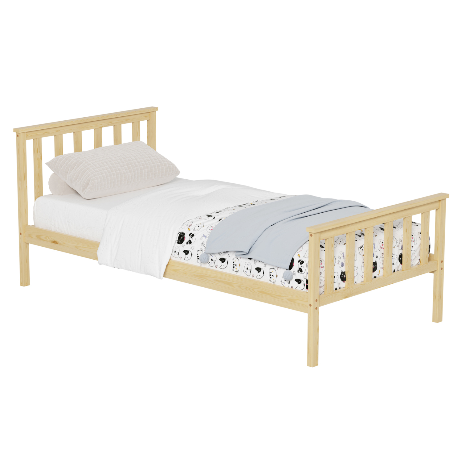 ΚΡΕΒΑΤΙ GIMLY ΜΑΣΙΦ ΞΥΛΟ ΠΕΥΚΟΥ ΣΕ ΦΥΣΙΚΟ ΓΙΑ ΣΤΡΩΜΑ 190x90εκ. 1