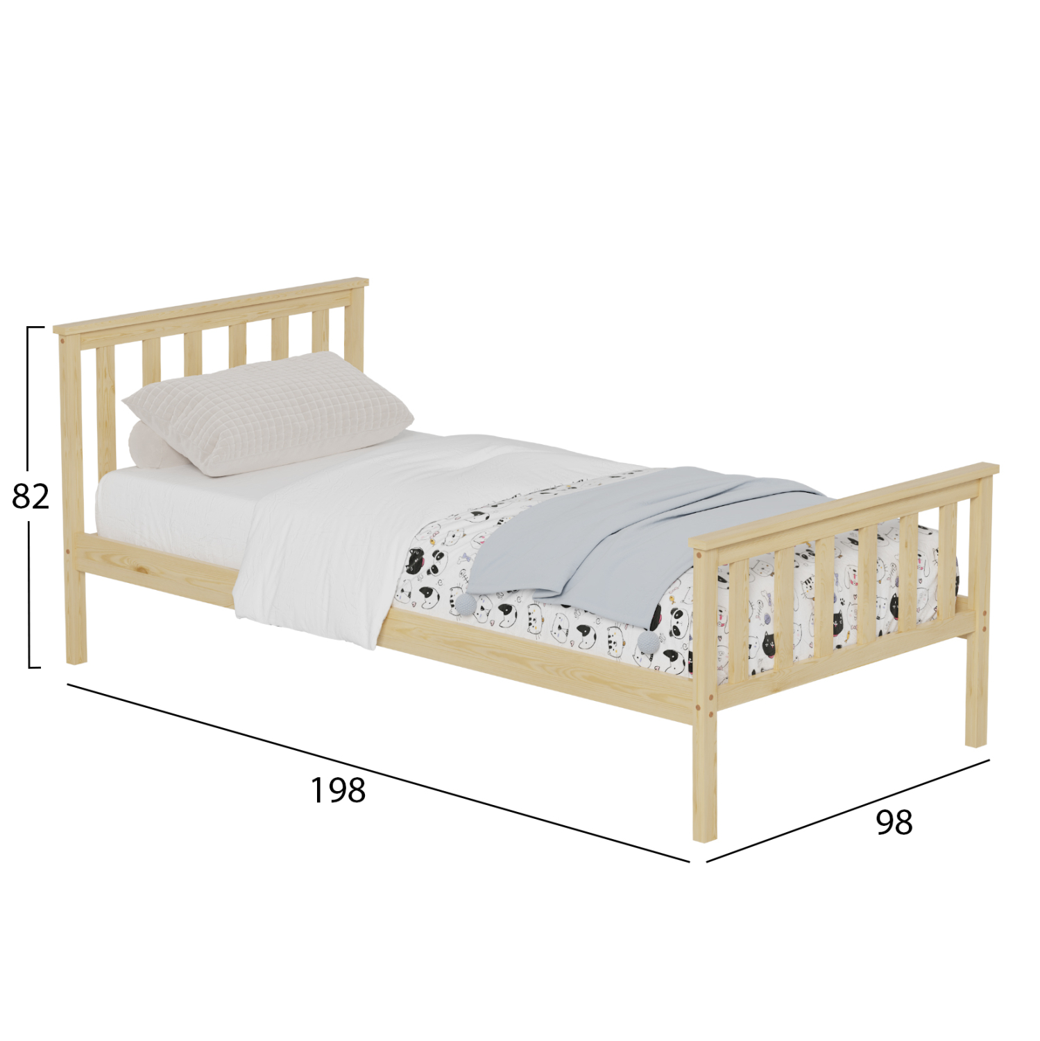 ΚΡΕΒΑΤΙ GIMLY ΜΑΣΙΦ ΞΥΛΟ ΠΕΥΚΟΥ ΣΕ ΦΥΣΙΚΟ ΓΙΑ ΣΤΡΩΜΑ 190x90εκ. 3