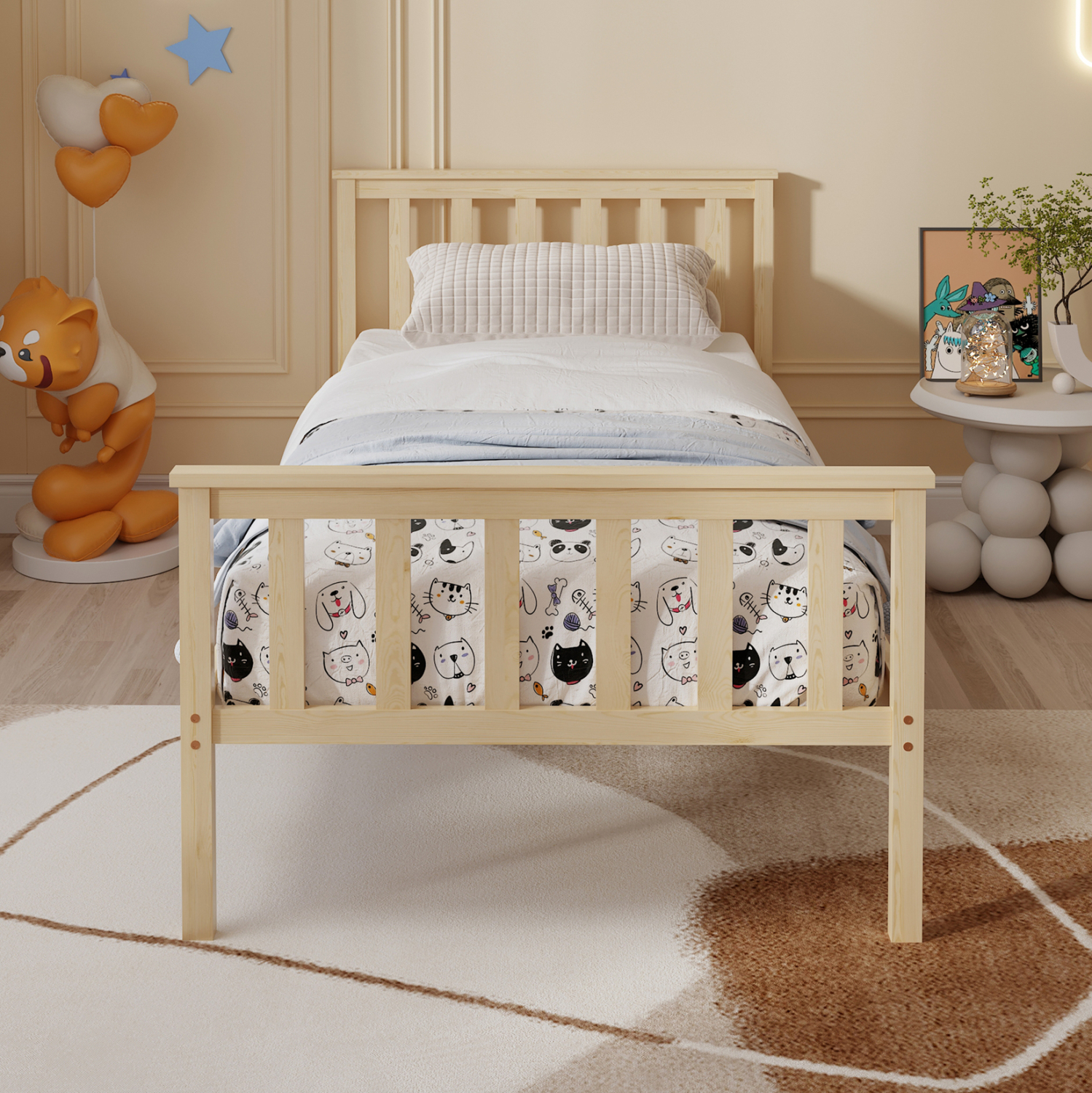 ΚΡΕΒΑΤΙ GIMLY ΜΑΣΙΦ ΞΥΛΟ ΠΕΥΚΟΥ ΣΕ ΦΥΣΙΚΟ ΓΙΑ ΣΤΡΩΜΑ 190x90εκ. 4