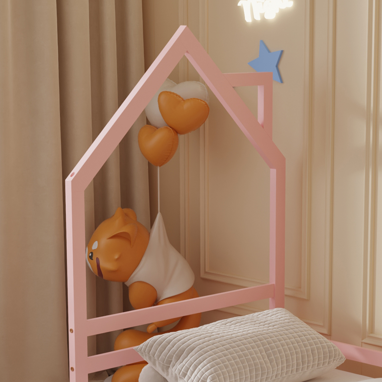 ΚΡΕΒΑΤΙ ΠΑΙΔΙΚΟ HOUSER τ.MONTESSORI ΞΥΛΟ ΠΕΥΚΟ ΡΟΖ- 190x90εκ 5