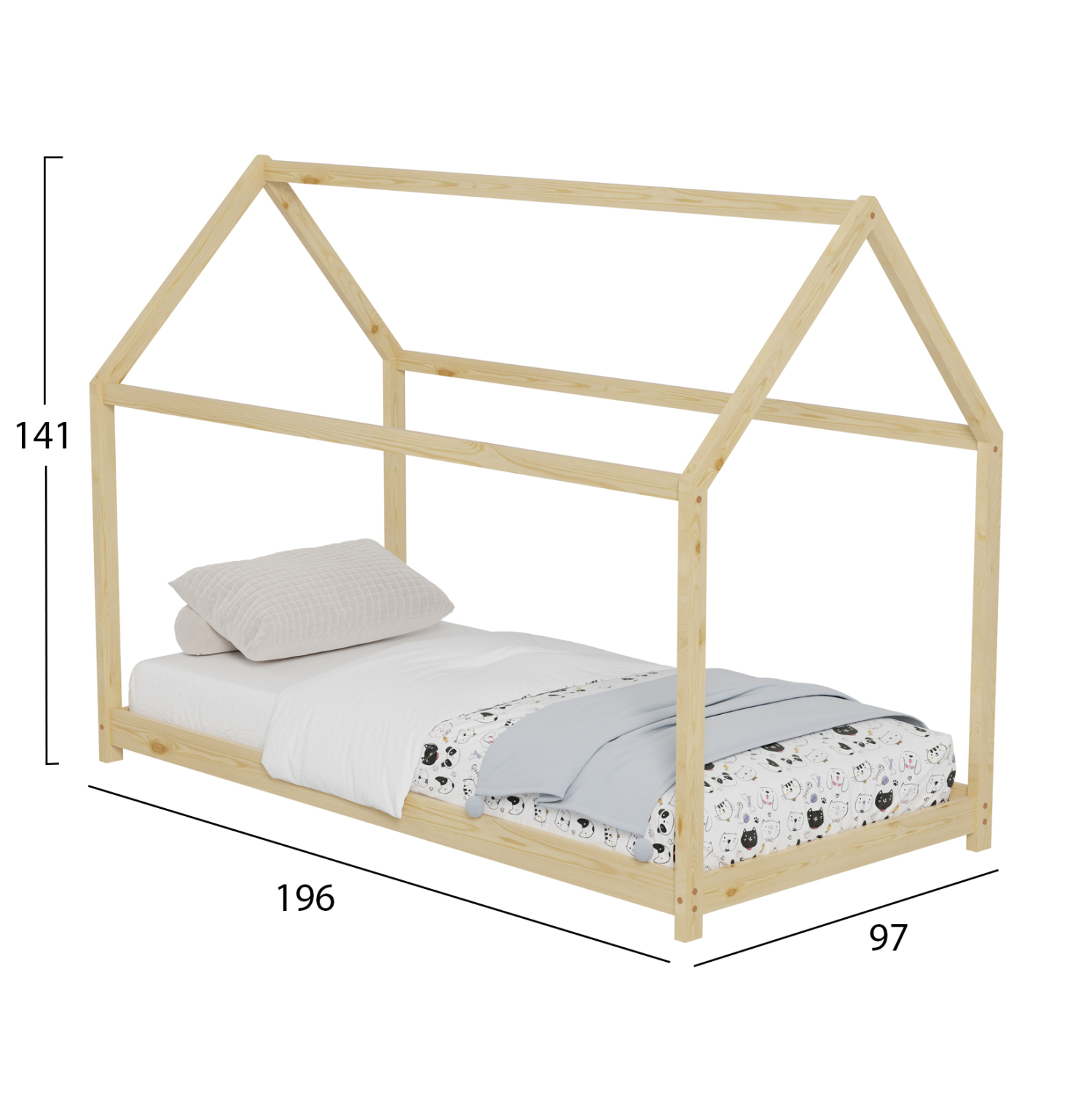 ΚΡΕΒΑΤΙ ΠΑΙΔΙΚΟ PEPE τ.MONTESSORI ΞΥΛΟ ΠΕΥΚΟ ΦΥΣΙΚΟ- 190x90εκ 3