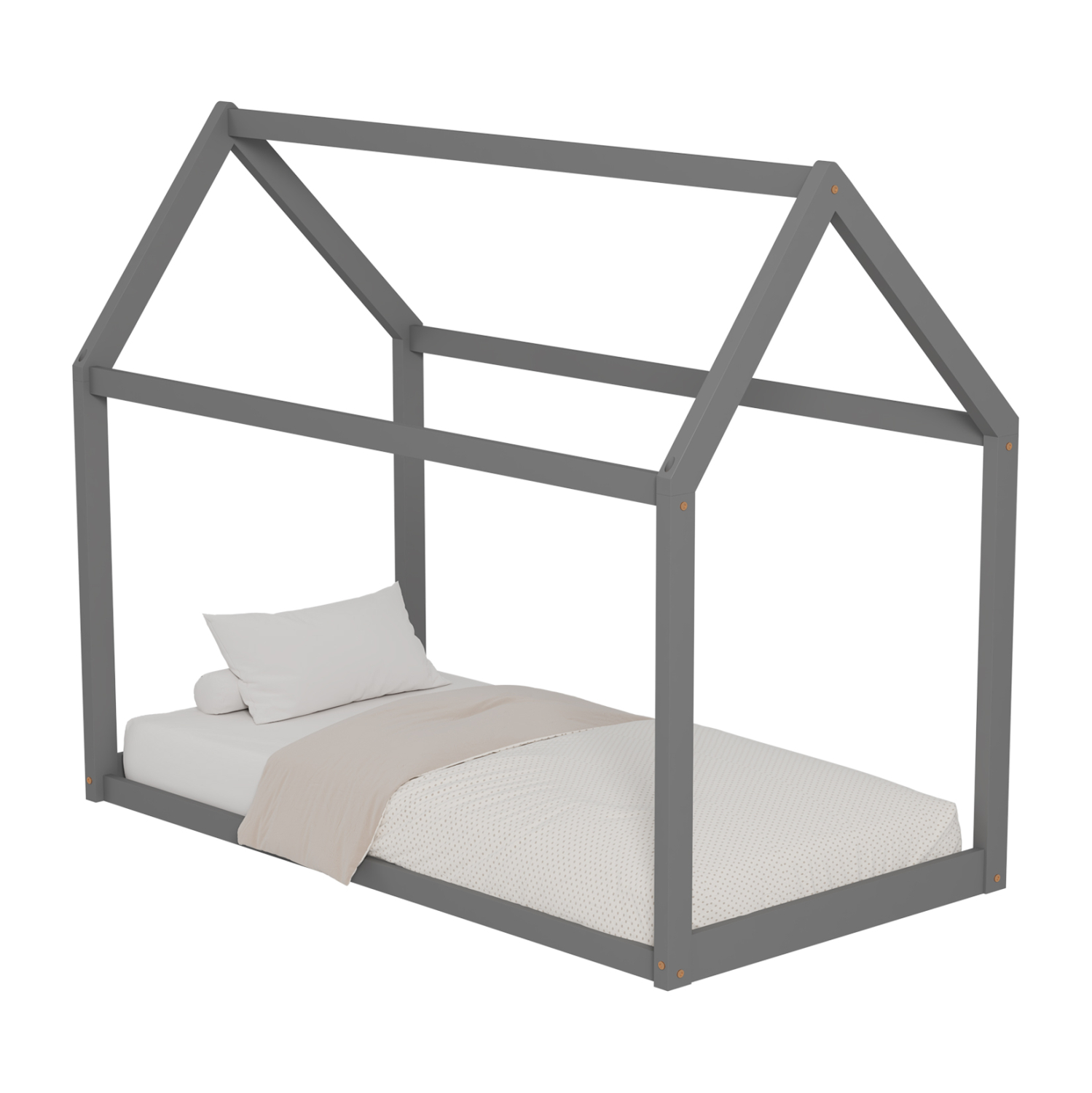 ΚΡΕΒΑΤΙ ΠΑΙΔΙΚΟ PEPE τ.MONTESSORI ΞΥΛΟ ΠΕΥΚΟ ΓΚΡΙ- 140x70εκ 1