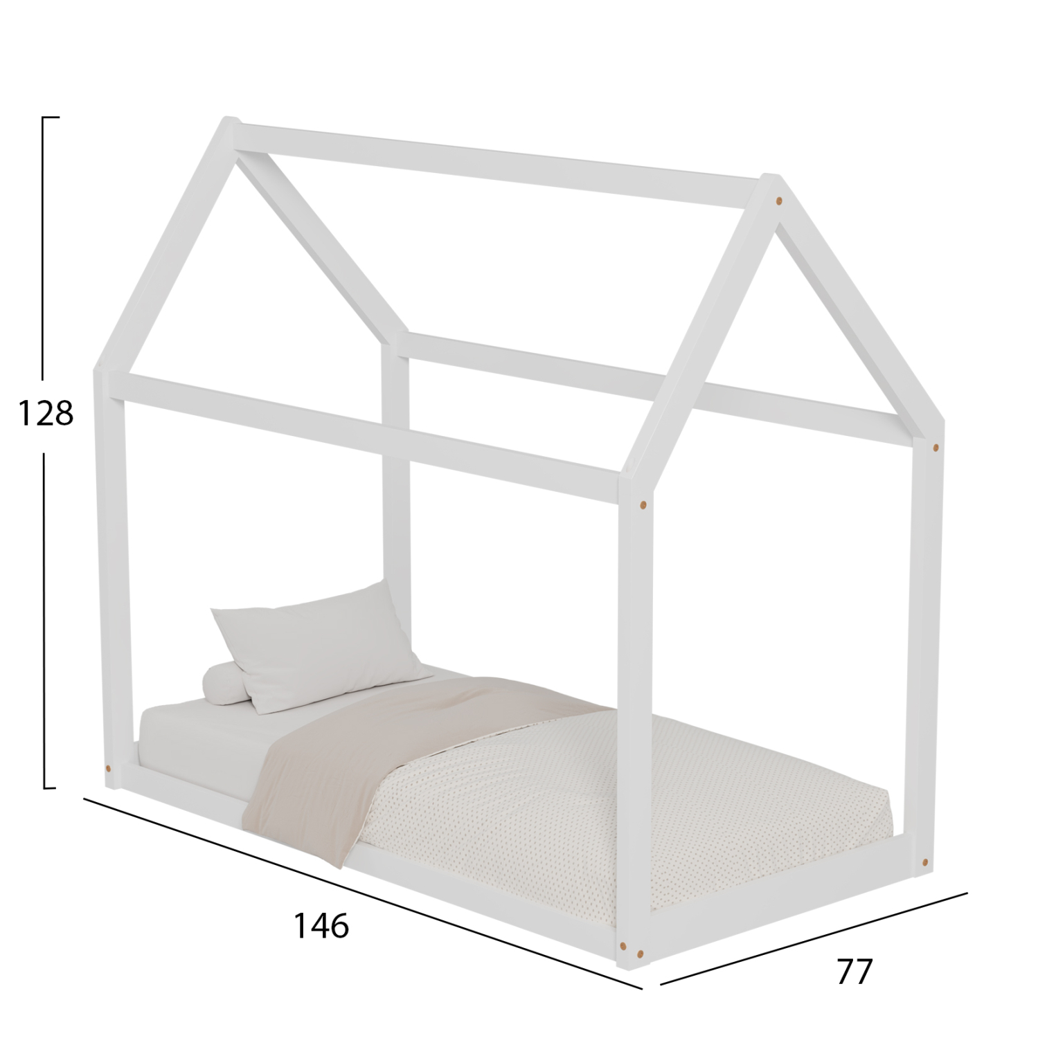 ΚΡΕΒΑΤΙ ΠΑΙΔΙΚΟ PEPE τ.MONTESSORI ΞΥΛΟ ΠΕΥΚΟ ΛΕΥΚΟ- 140x70εκ 3