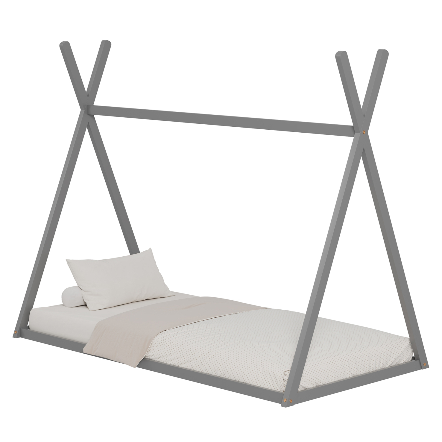 ΚΡΕΒΑΤΙ ΠΑΙΔΙΚΟ MUNK τ.MONTESSORI ΜΑΣΙΦ ΞΥΛΟ ΠΕΥΚΟΥ ΓΚΡΙ- 190x90εκ 1