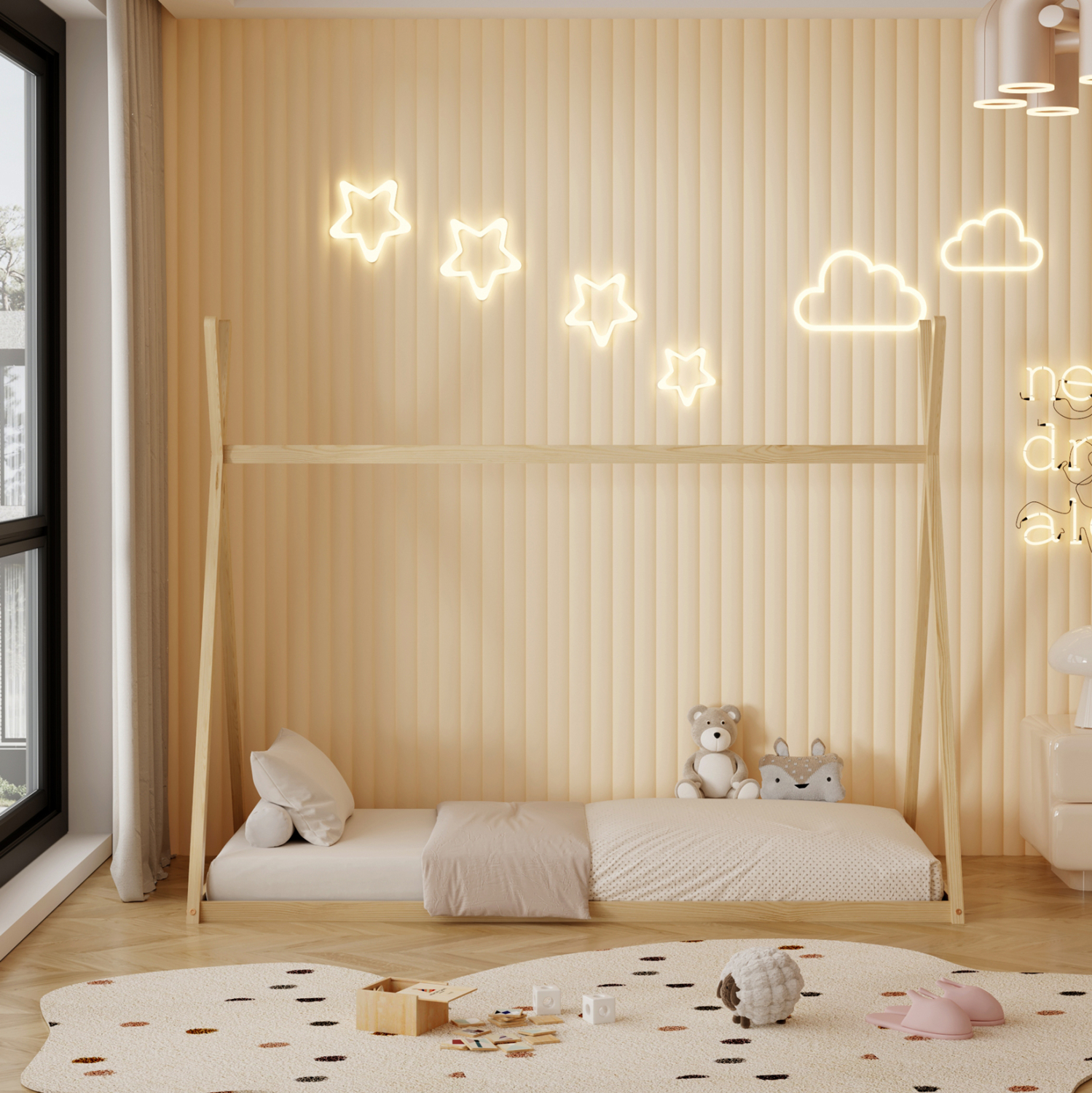 ΚΡΕΒΑΤΙ ΠΑΙΔΙΚΟ MUNK τ.MONTESSORI ΜΑΣΙΦ ΞΥΛΟ ΠΕΥΚΟΥ ΦΥΣΙΚΟ- 190x90εκ 5