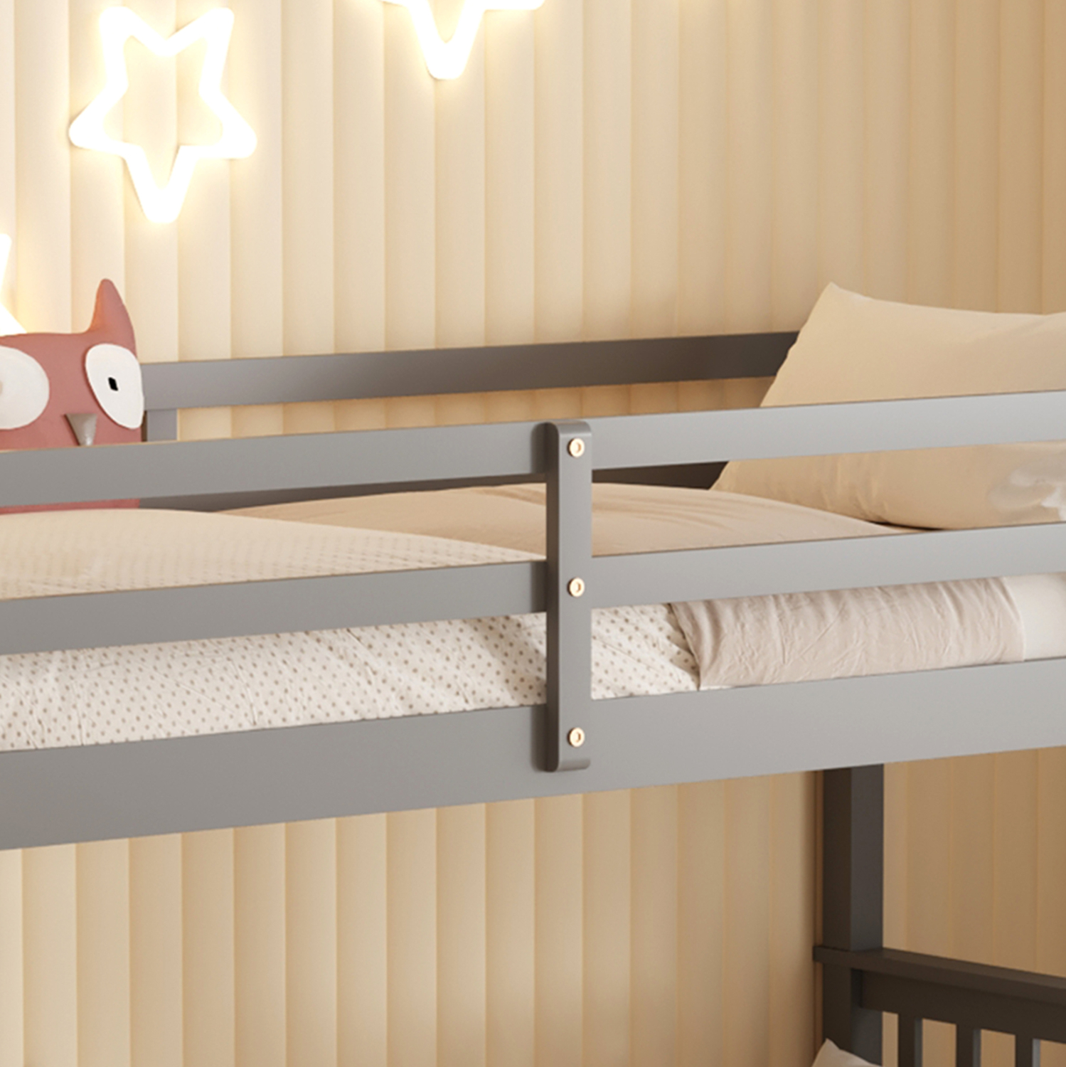 ΚΡΕΒΑΤΙ ΚΟΥΚΕΤΑ ΠΑΙΔΙΚΟ LANTAI ΞΥΛΟ ΠΕΥΚΟΥ ΣΕ ΓΚΡΙ- ΣΤΡΩΜΑΤΑ 190x90εκ 7