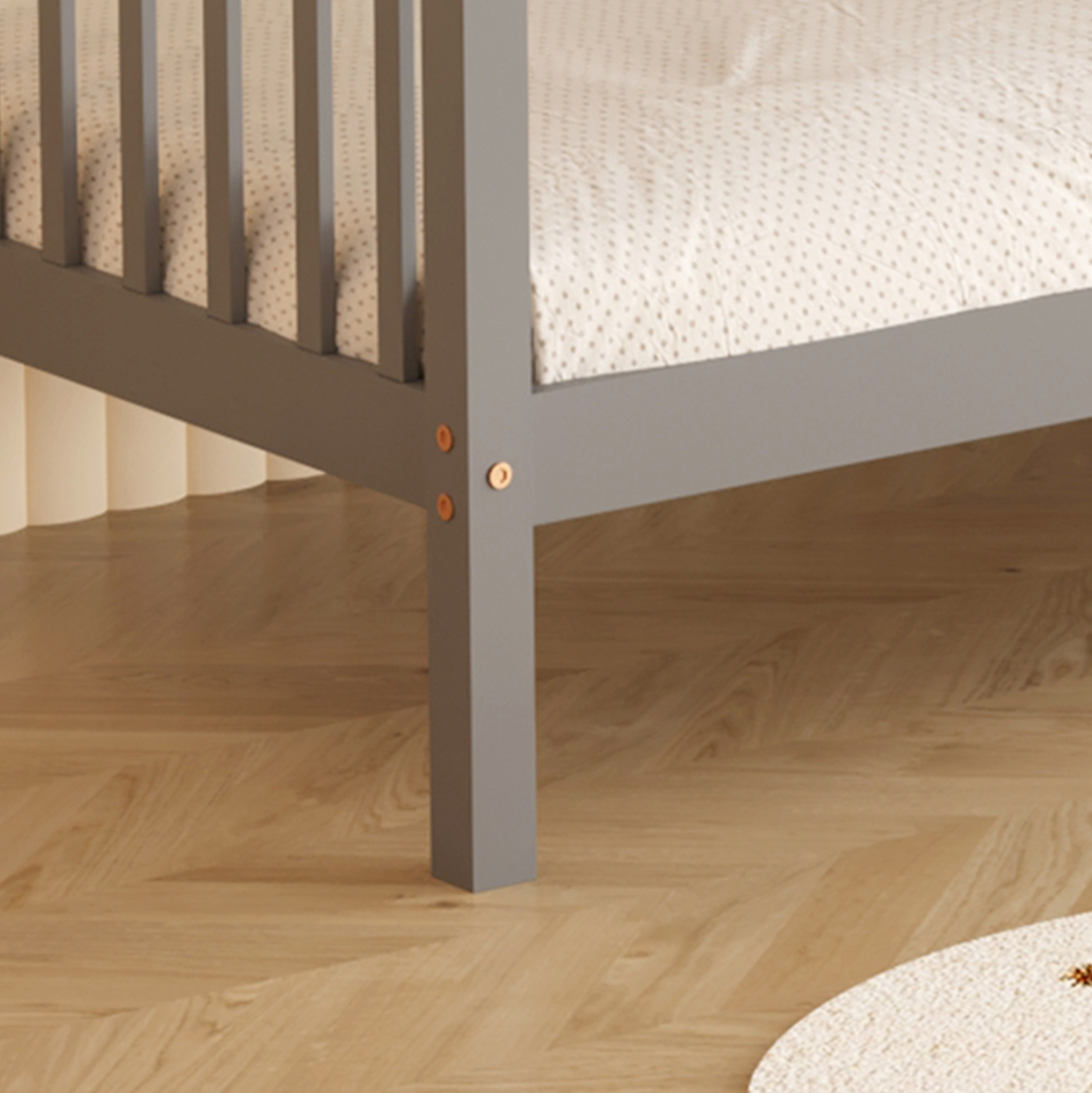 ΚΡΕΒΑΤΙ ΚΟΥΚΕΤΑ ΠΑΙΔΙΚΟ LANTAI ΞΥΛΟ ΠΕΥΚΟΥ ΣΕ ΓΚΡΙ- ΣΤΡΩΜΑΤΑ 190x90εκ 9