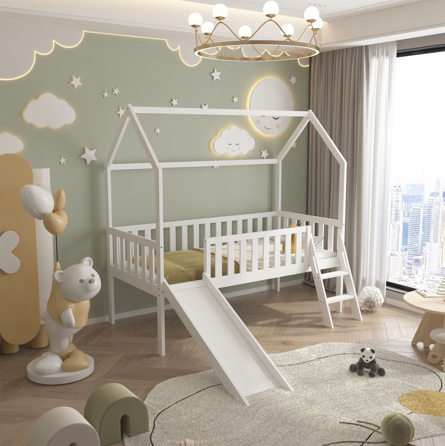 ΠΑΙΔΙΚΟ ΚΡΕΒΑΤΙ τ.MONTESSORI ΜΕ ΤΣΟΥΛΗΘΡΑ PHYLLIS ΞΥΛΟ ΠΕΥΚΟΥ ΛΕΥΚΟ ΓΙΑ 90x190εκ 2