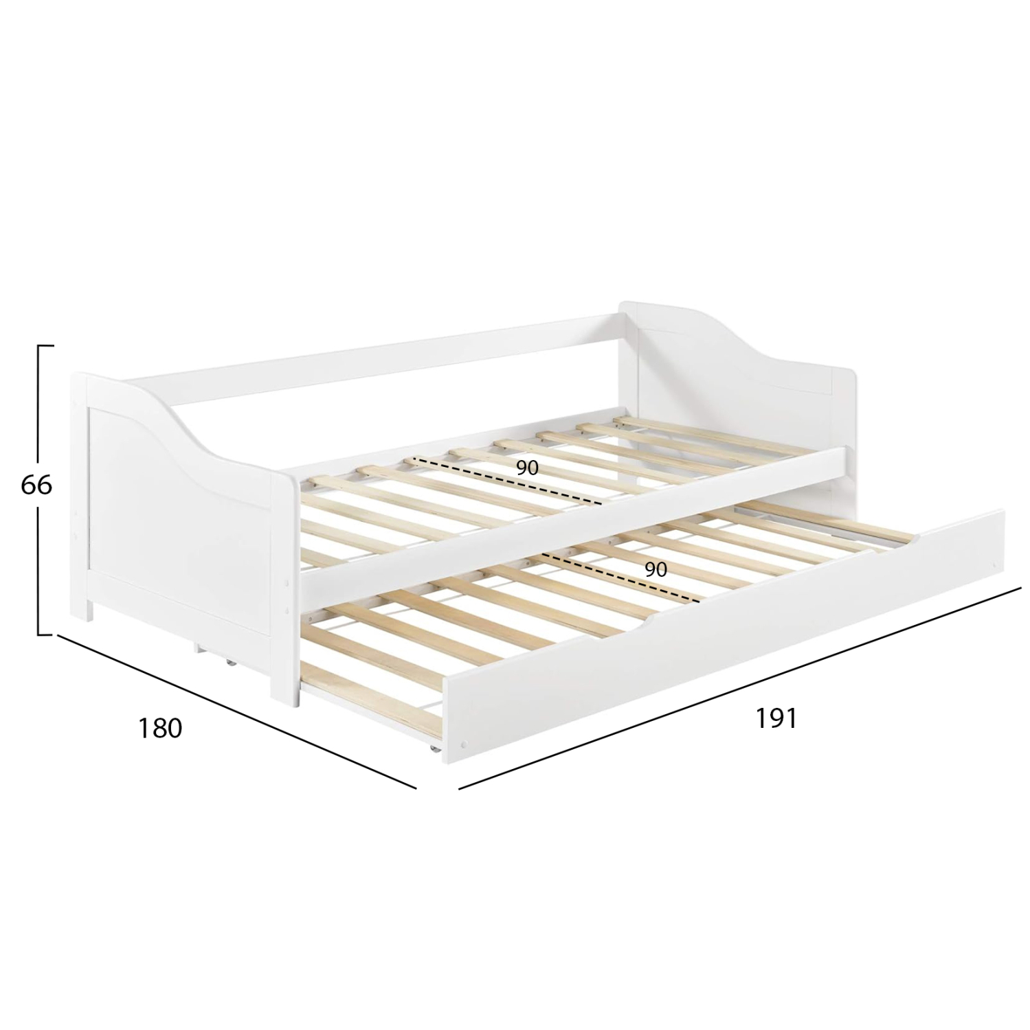 ΚΑΝΑΠΕΣ ΚΡΕΒΑΤΙ TRADDY ΞΥΛΟ ΠΕΥΚΟΥ ΛΕΥΚΟ ΓΙΑ ΣΤΡΩΜΑΤΑ 190x90εκ 3