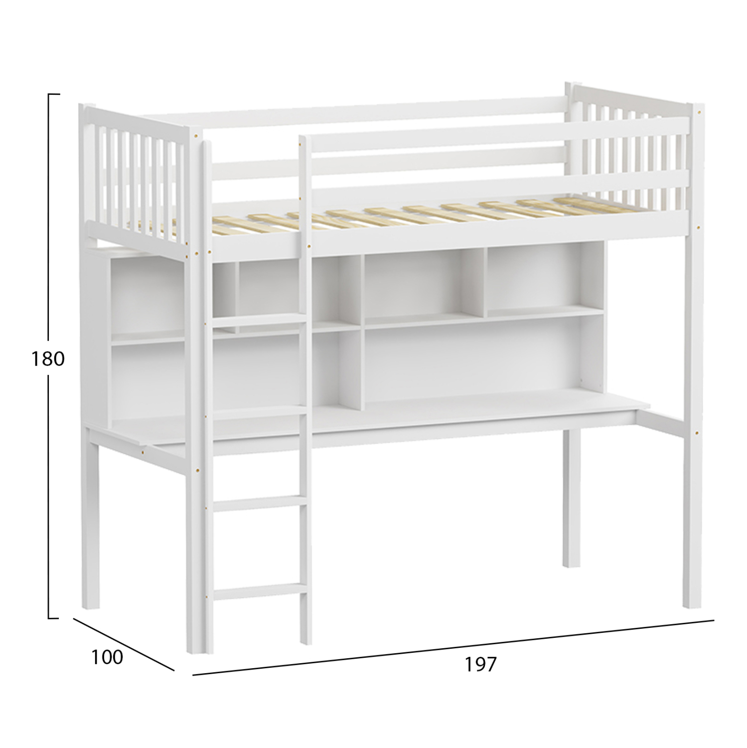 ΠΑΙΔΙΚH KOYKETA τ.MONTESSORI ΜΕ ΓΡΑΦΕΙΟ & ΒΙΒΛΙΟΘΗΚΗ LIBRO ΞΥΛΟ ΠΕΥΚΟΥ ΛΕΥΚΟ- 90x190εκ 3