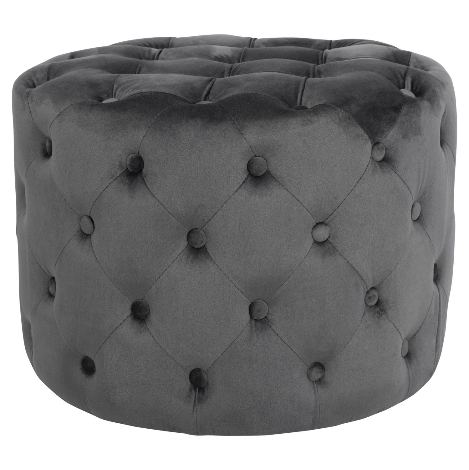ΣΚΑΜΠΟ KASSIE  ΓΚΡΙ ΒΕΛΟΥΔΟ ΤΥΠΟΥ CHESTERFIELD HM8406.01 Φ60x43Υ εκ. 1