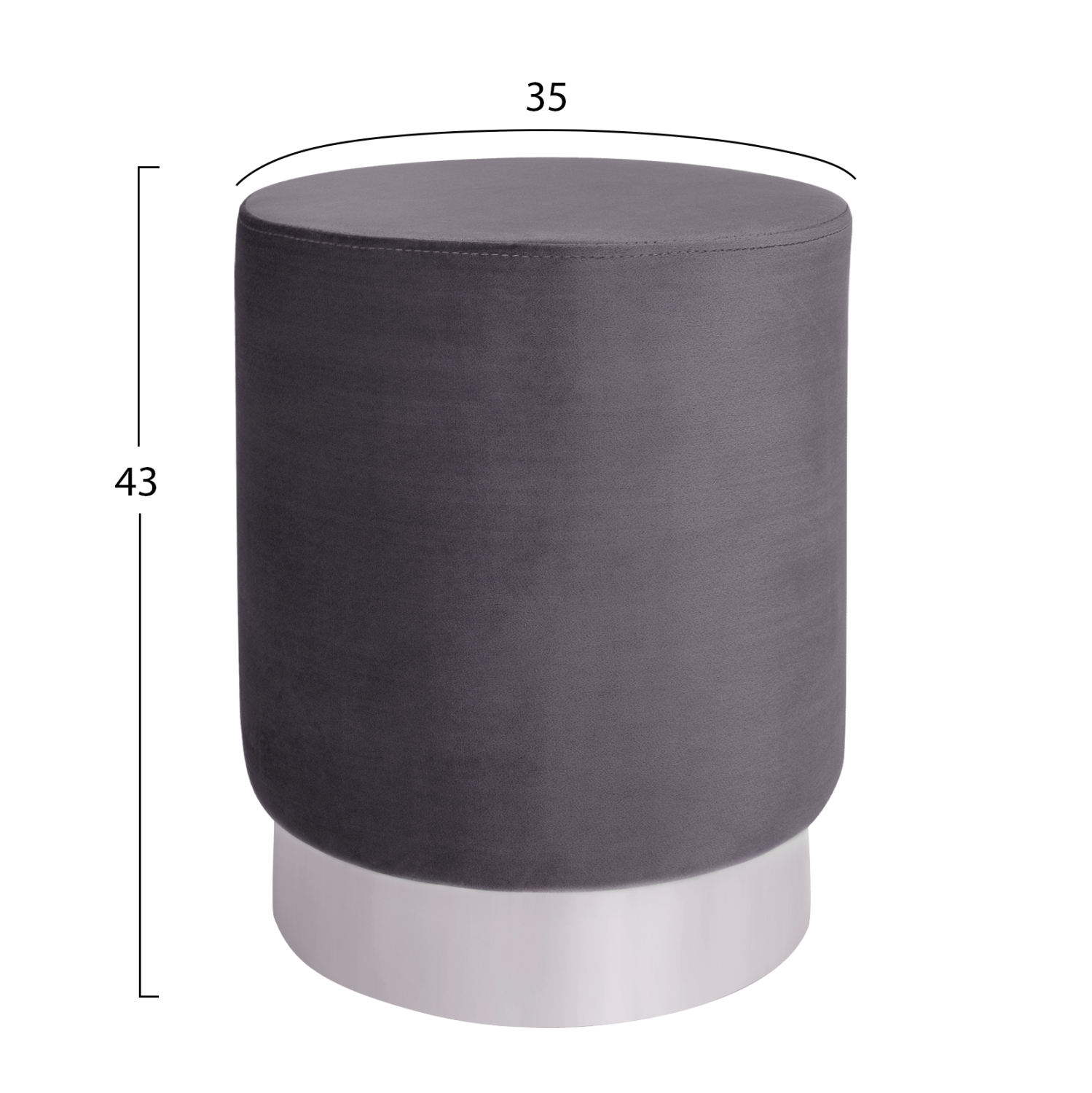 ΣΚΑΜΠΟ LEVY ΓΚΡΙ ΒΕΛΟΥΔΟ ΜΕ ΑΣΗΜΕΝΙΑ ΒΑΣΗ HM8408.01 Φ35x43Υ εκ. 2