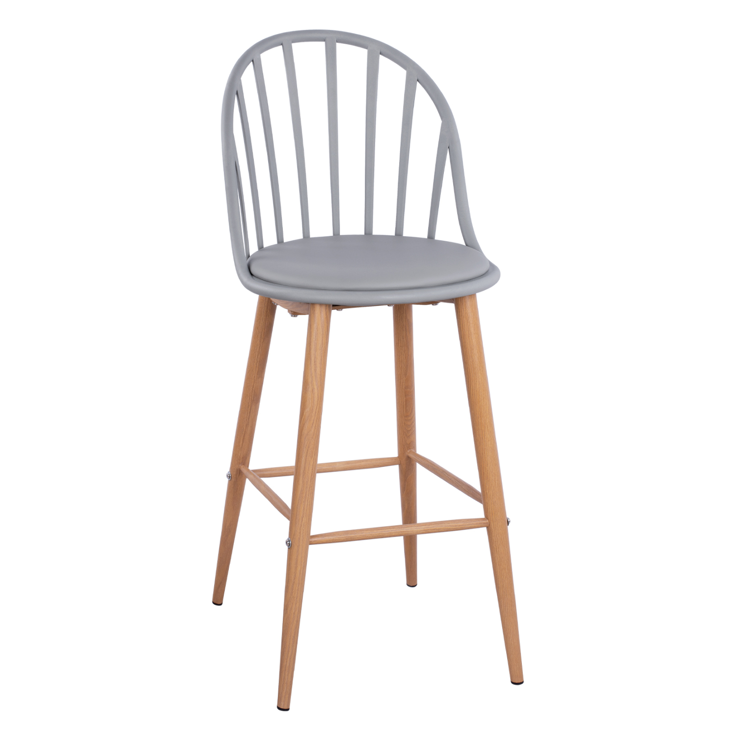 ΣΚΑΜΠΟ ΜΠΑΡ ΜΕ ΜΕΤΑΛΛΙΚΑ ΠΟΔΙΑ ALINA ΣΕ ΓΚΡΙ ΧΡΩΜΑ 47X57X113Υ εκ. 1