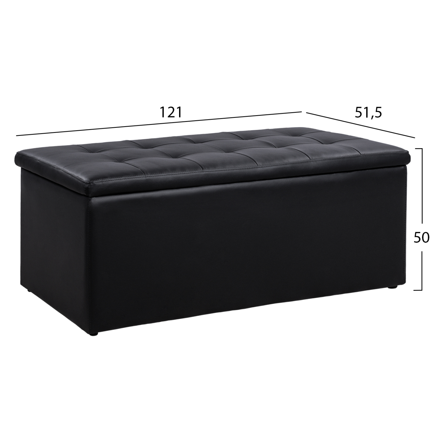 ΣΚΑΜΠΟ PU ΜΕ ΑΠΟΘΗΚΕΥΤΙΚΟ ΧΩΡΟ TRISCUBE ΜΑΥΡΟ 121x51.5x50Υ εκ. 2