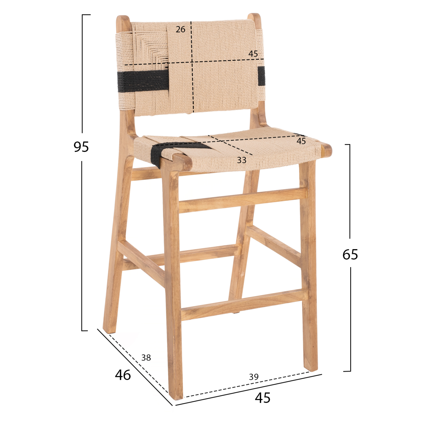 ΣΚΑΜΠΟ ΜΕΣΑΙΟΥ ΥΨΟΥΣ RUBBERWOOD & ΣΧΟΙΝΙ-ΦΥΣΙΚΟ RUSTIC 45x46x95Υεκ. 2