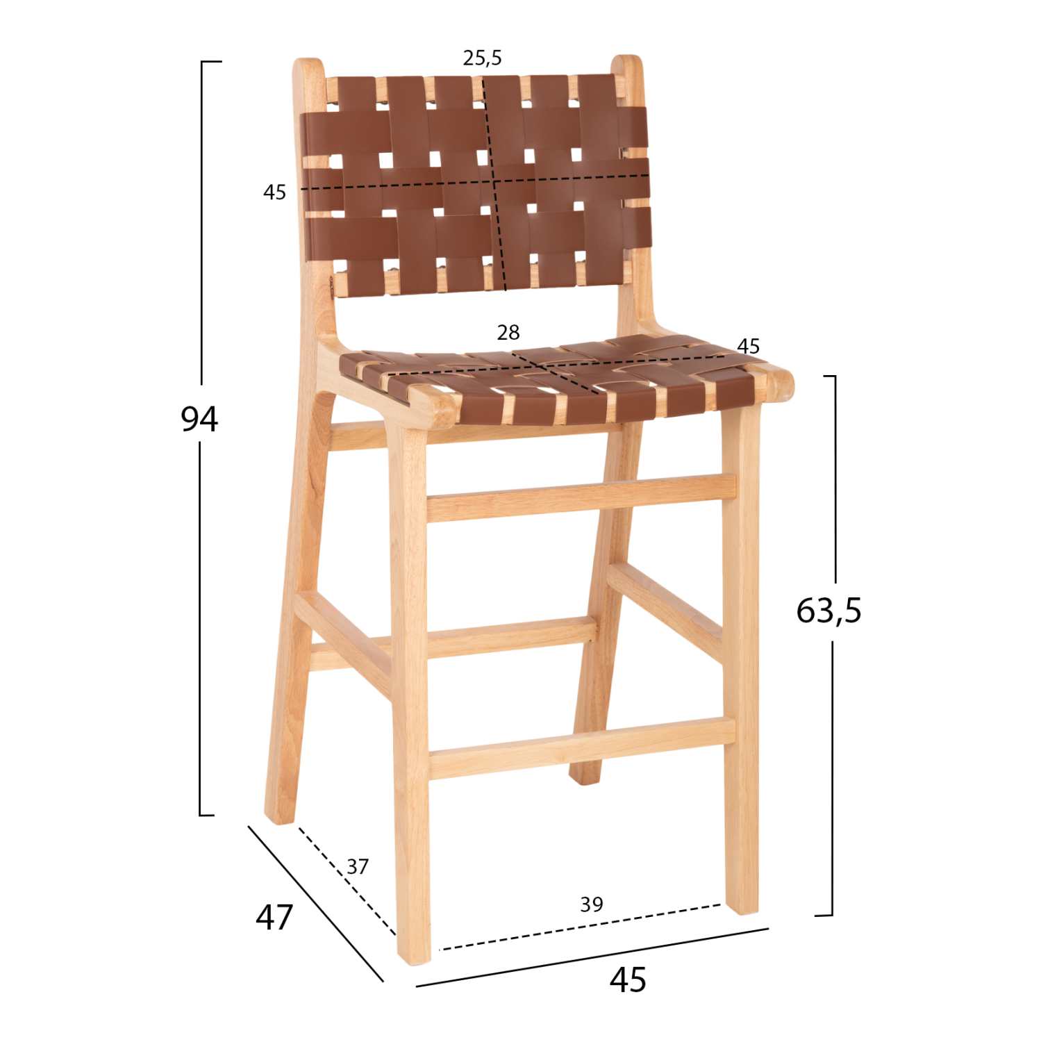 ΣΚΑΜΠΟ ΜΕΣΑΙΟΥ ΥΨΟΥΣ FELIPE TOON ΞΥΛΟ ΦΥΣΙΚΟ ΚΑΦΕ PU 45x47x94Yεκ. 2